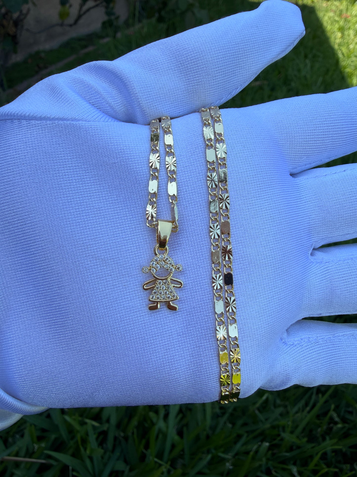 Boy Girl Charm Necklace with Chain - Gold Color Fashionable Design, Perfect for Everyday Wear