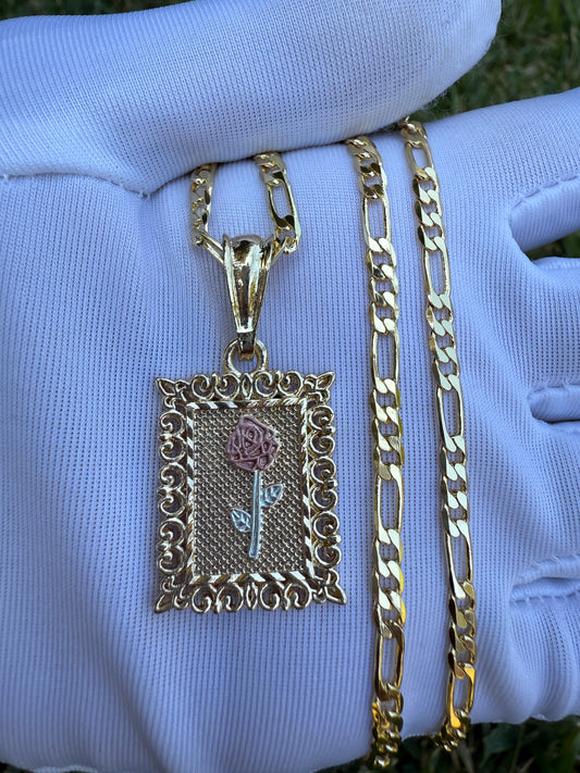 Rose Pedant with Chain Gold Plated Rose Necklace