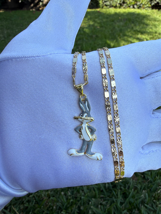 Bunny Necklace- with chain Gold Plated