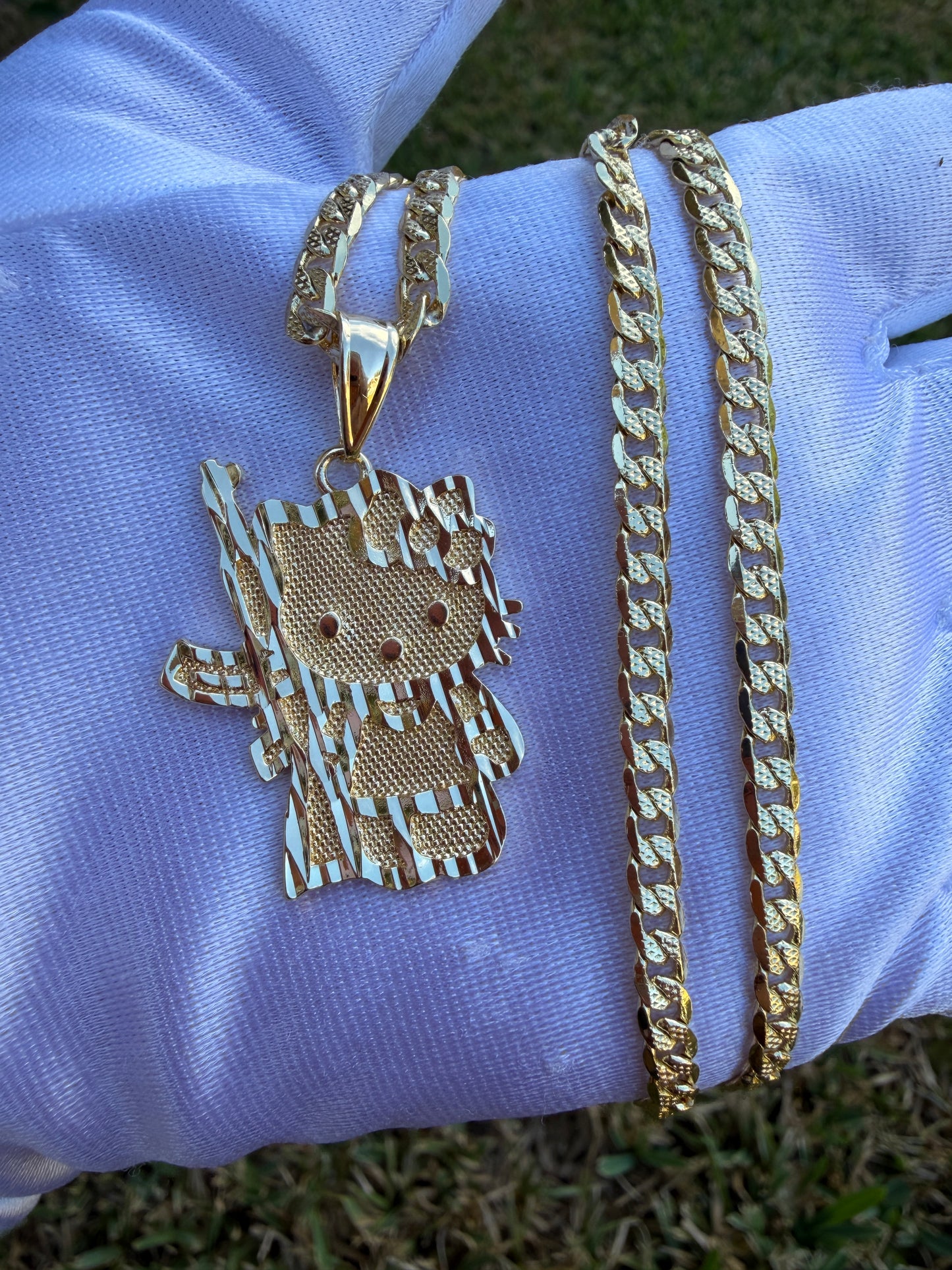 Soldier Kitty Necklace - with Cuban Chain