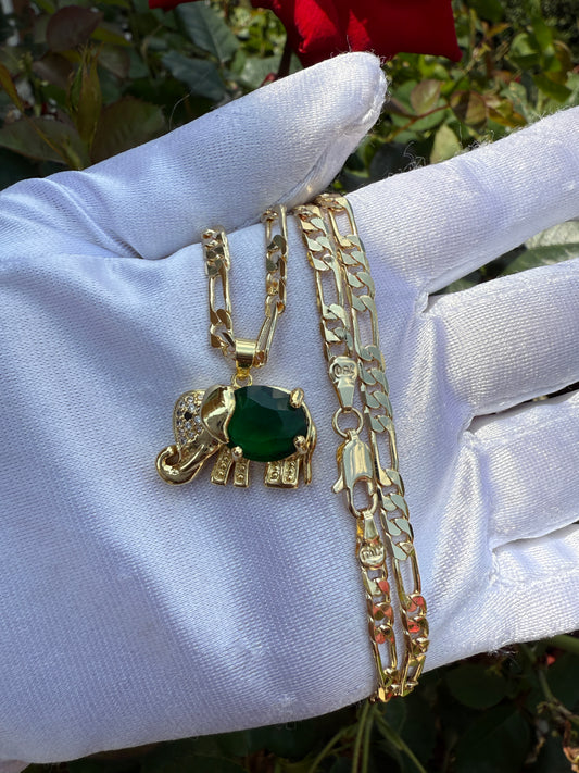 “My Green” Elephant Necklace (Money & Good Luck)