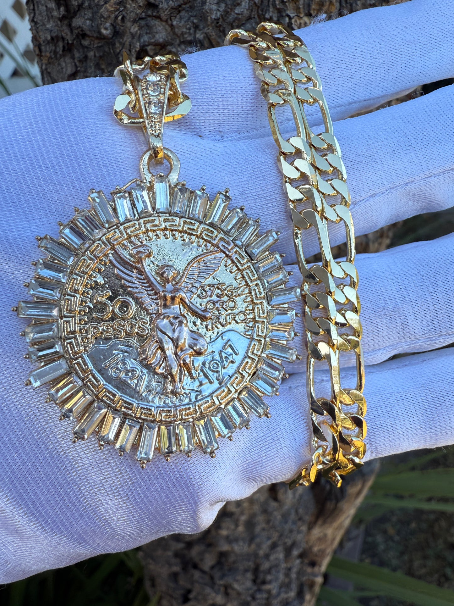 CENTENARIO “Amigo” Necklaces with Figaro Chain Plated -Cadena Centenario