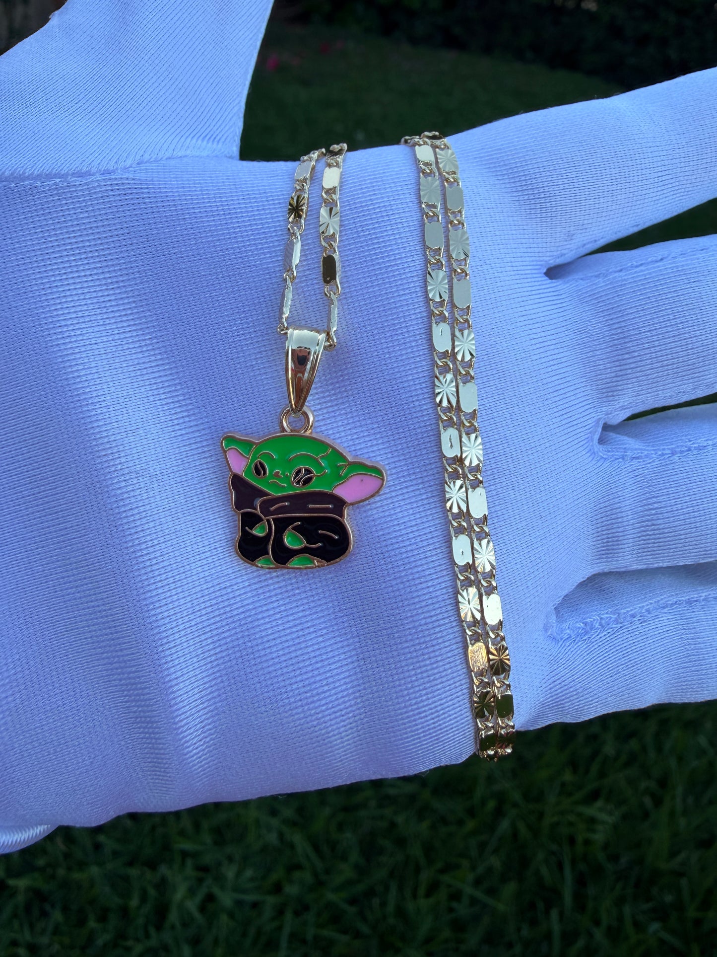 Green character  Necklace -Green Alien- Baby YOD