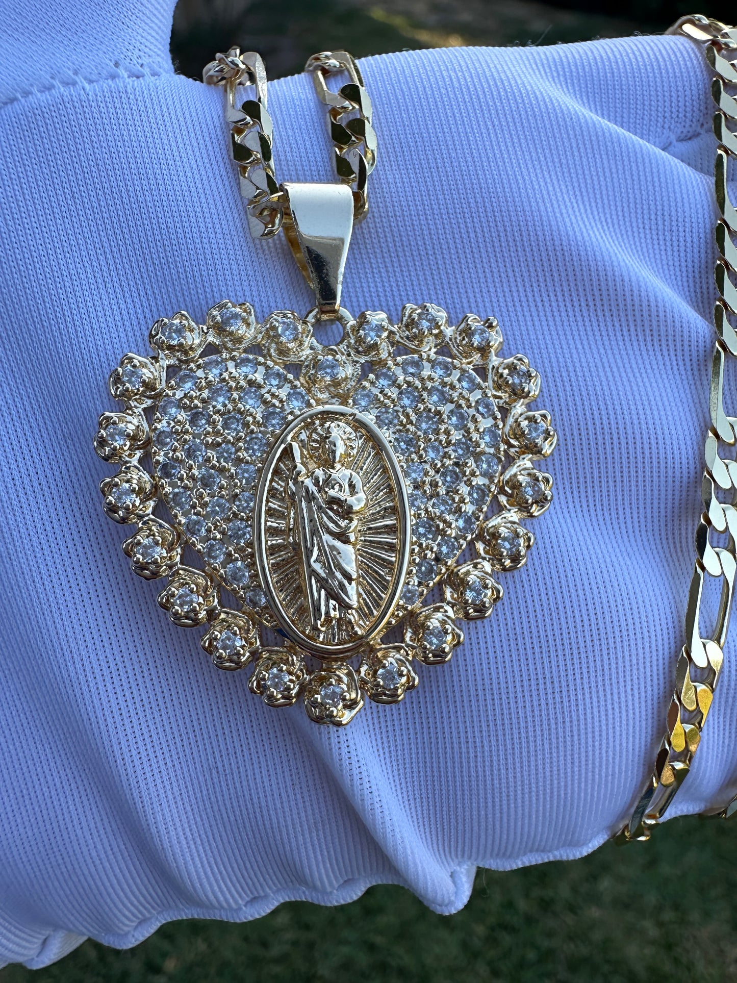 Heart St Jude Necklace Gold Plated - Cadena de Corazón San Judas Tadeo