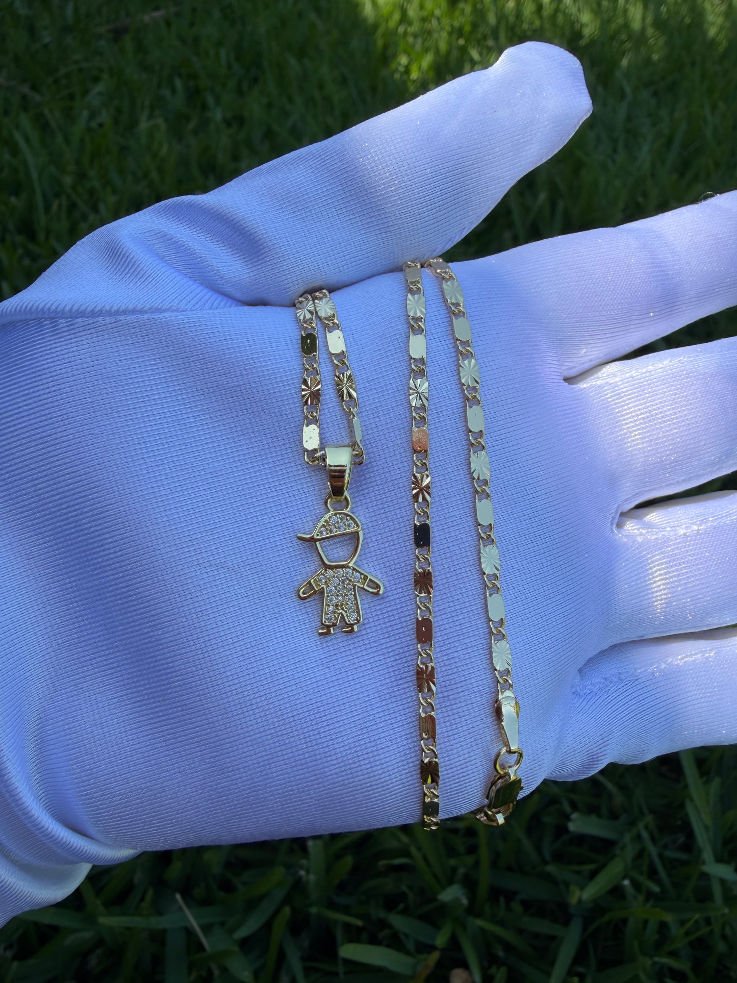 Boy Girl Charm Necklace with Chain - Gold Color Fashionable Design, Perfect for Everyday Wear