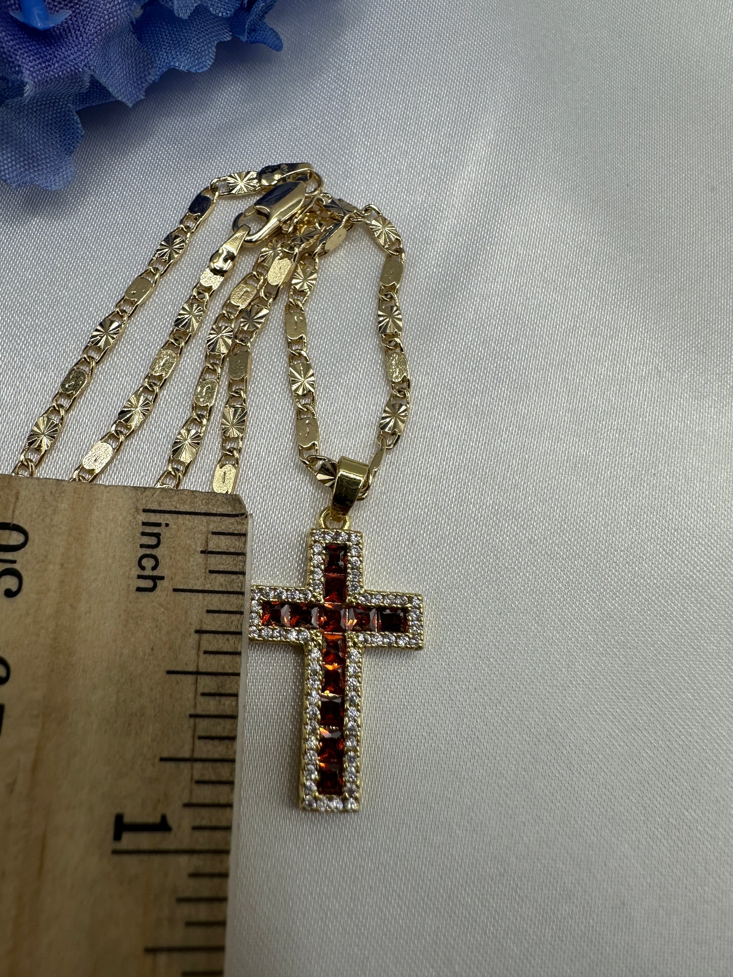 “Crystal Red” Cross Necklace