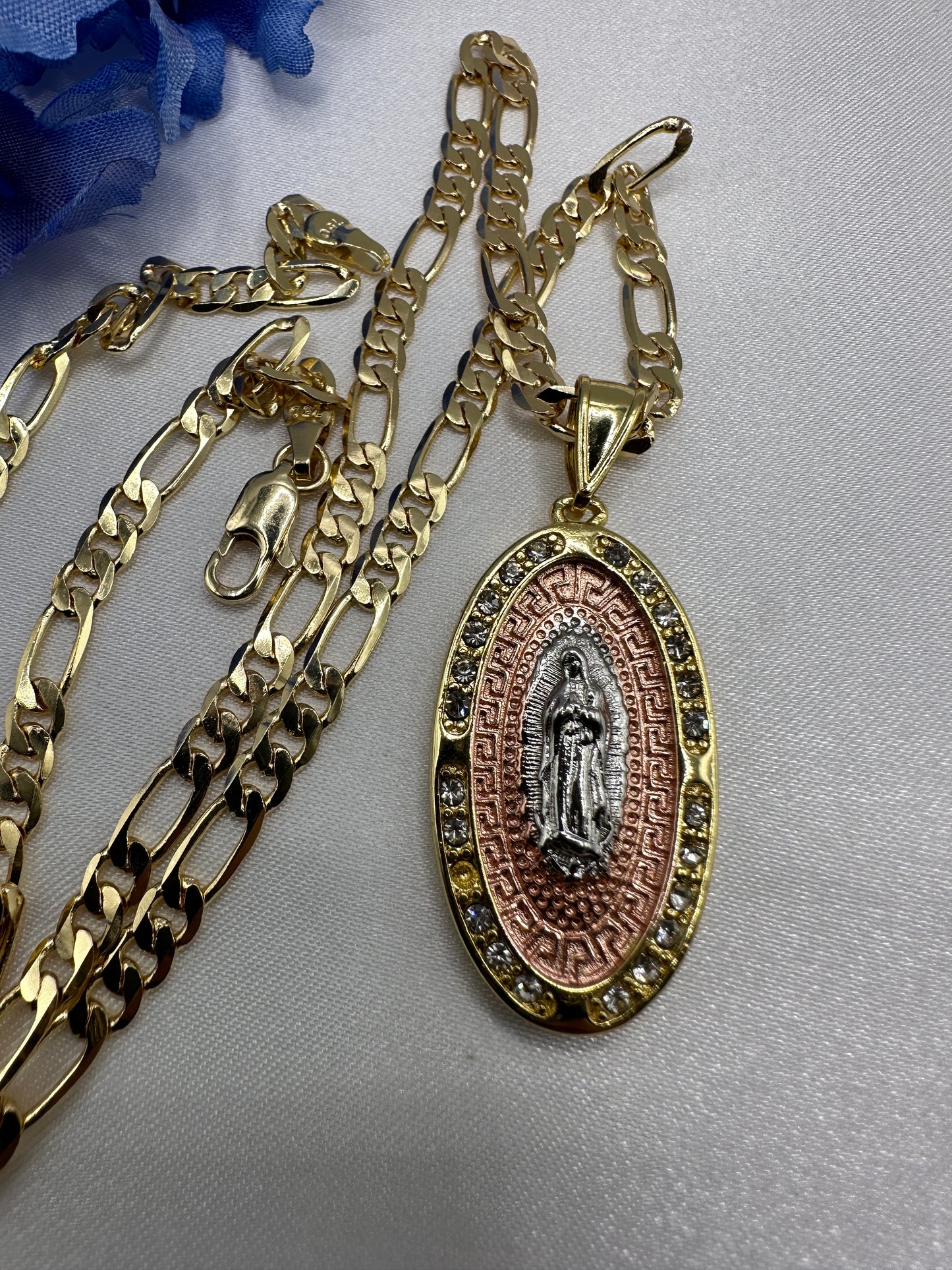 “Chapel” Virgin Necklace Pink Accent -Gold Plated