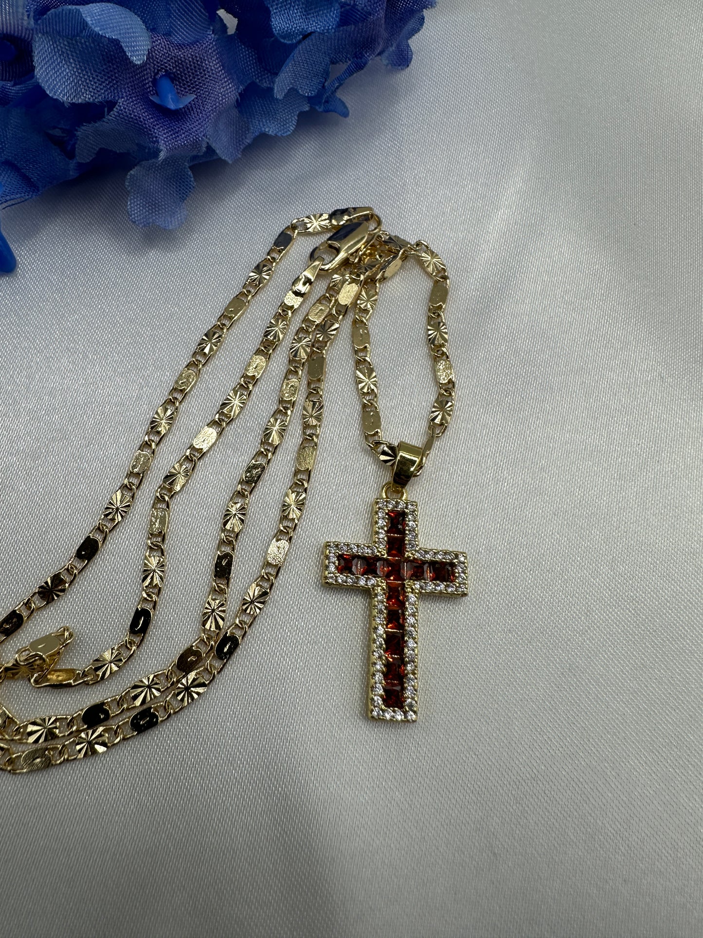 “Crystal Red” Cross Necklace