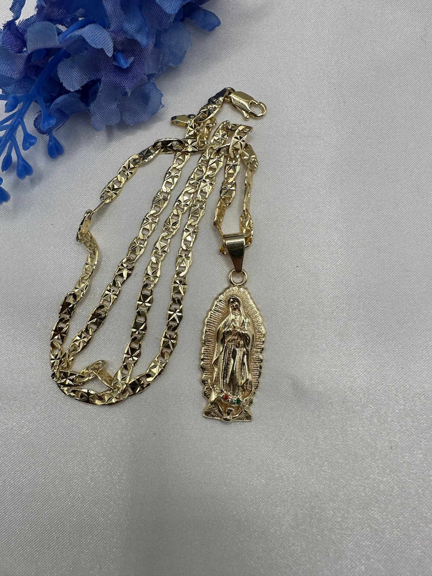 “Camelia” Our Lady Guadalupe Necklace Gold Plated (Virgen Necklace)