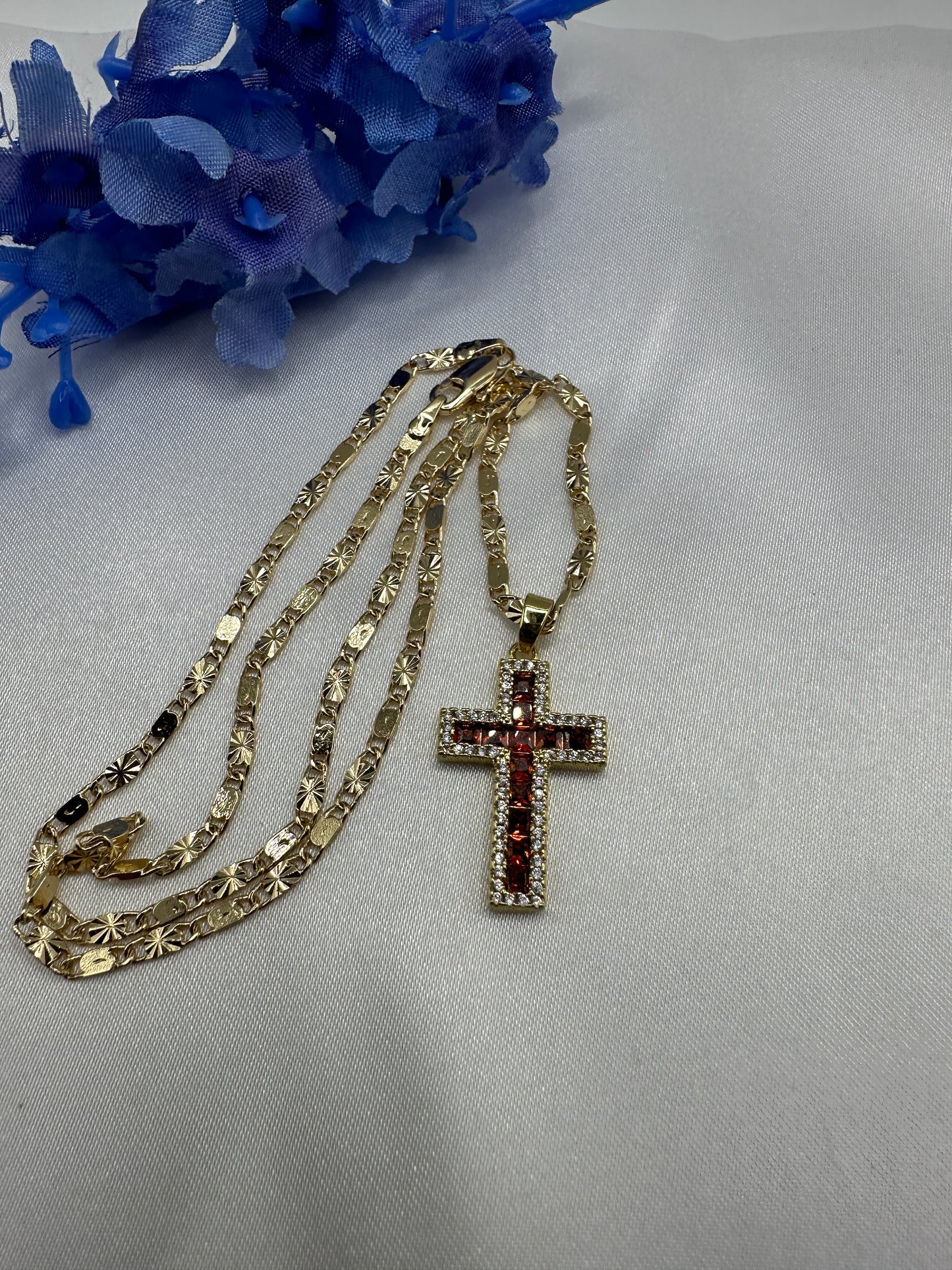 “Crystal Red” Cross Necklace