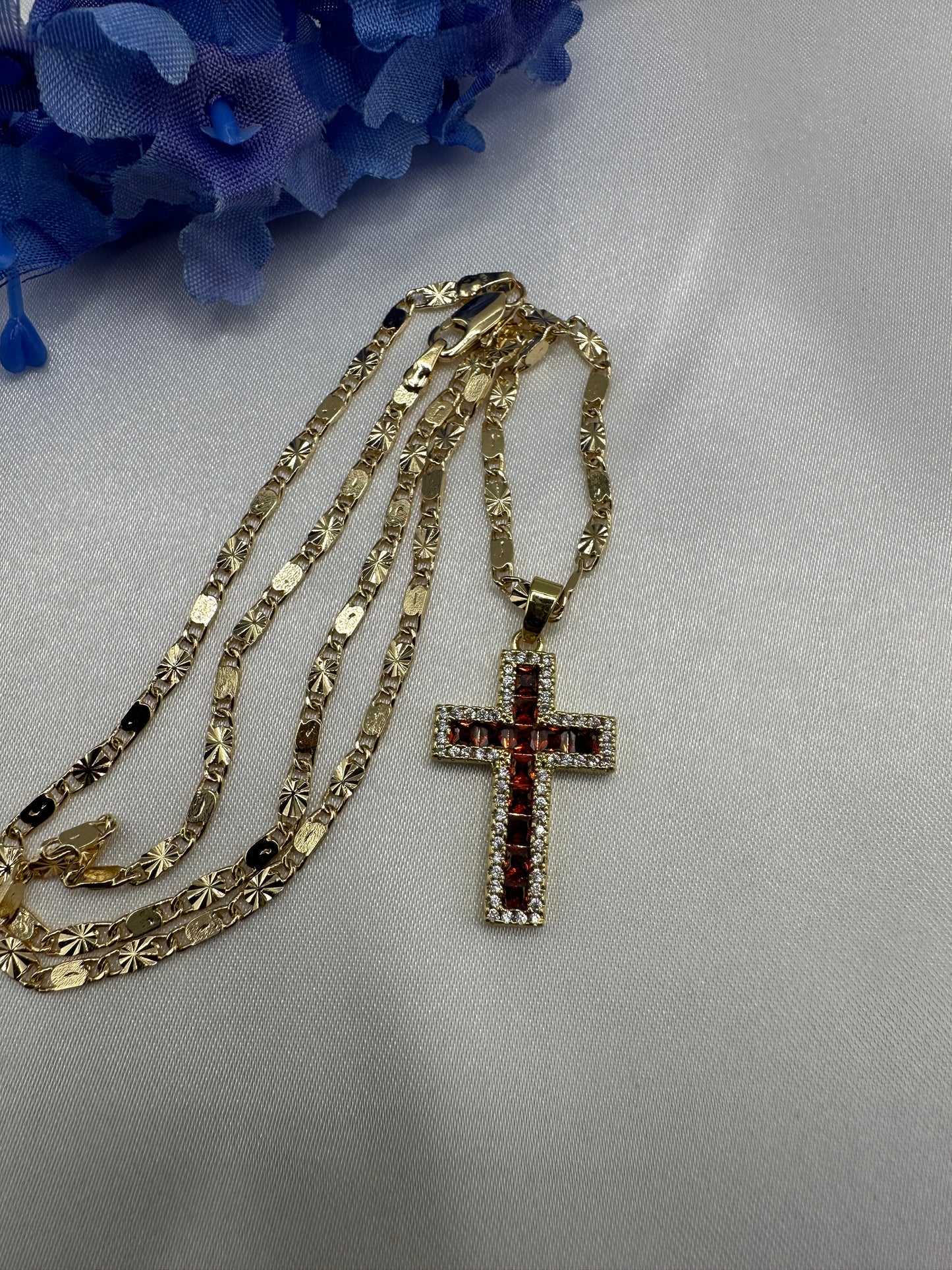 “Crystal Red” Cross Necklace