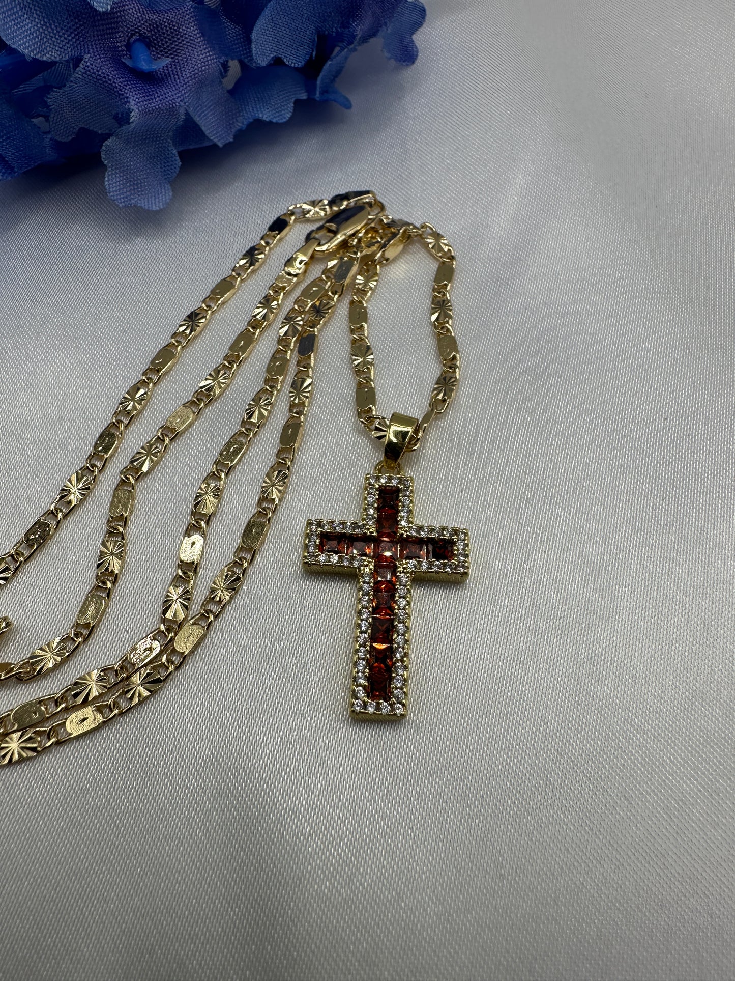 “Crystal Red” Cross Necklace