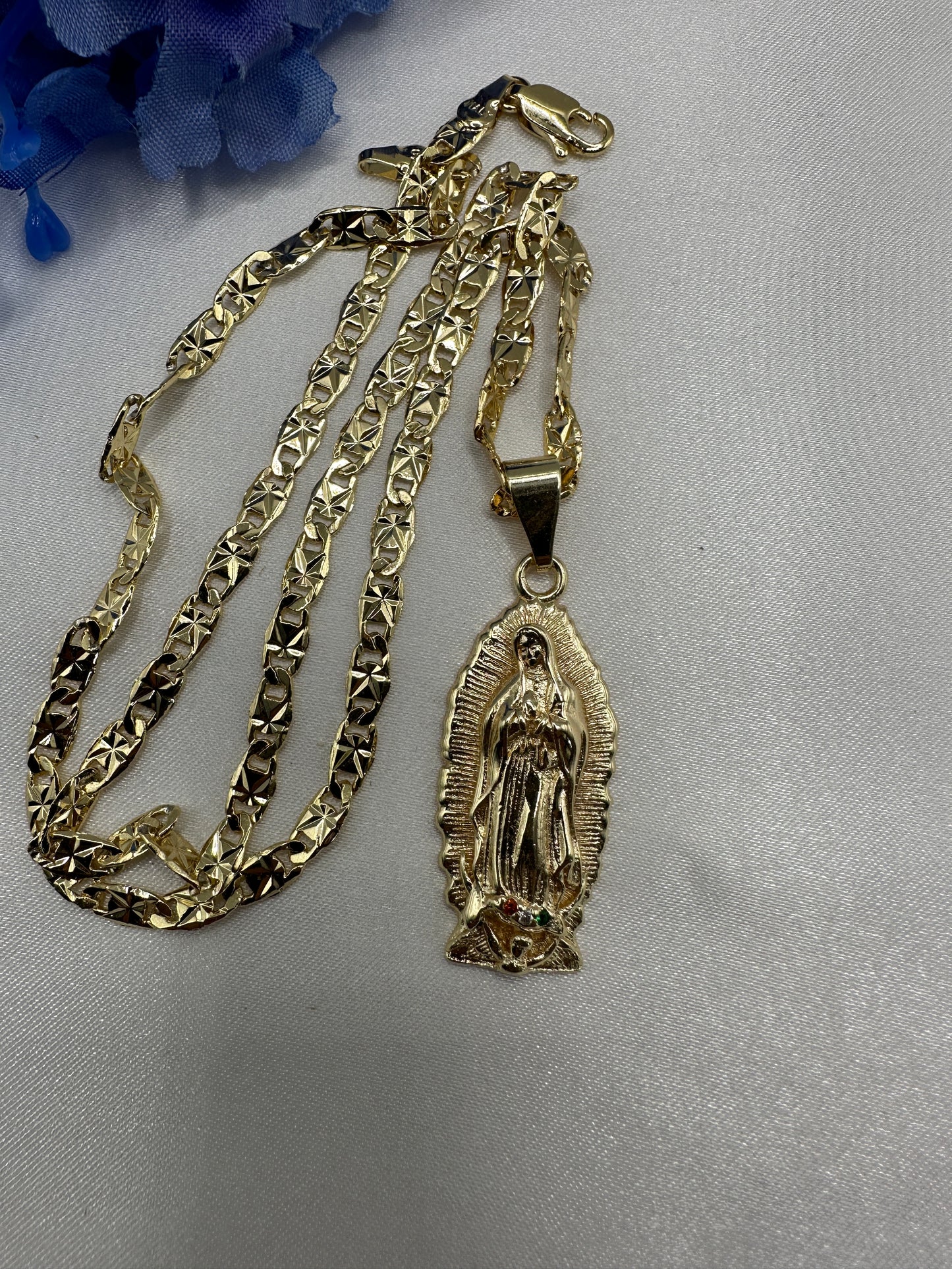 “Camelia” Our Lady Guadalupe Necklace Gold Plated (Virgen Necklace)