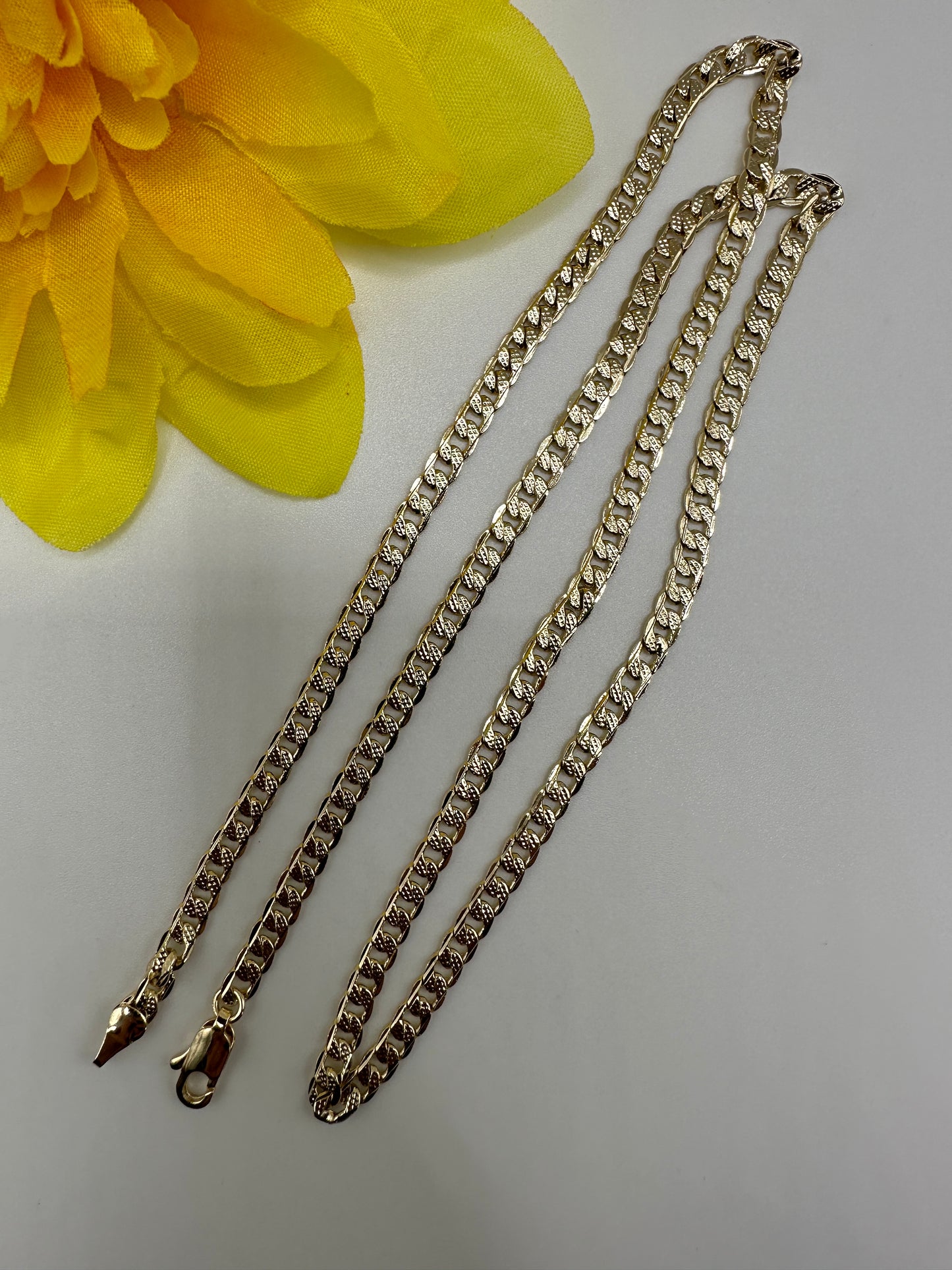 18k Cuban Chain Two Tone Pave 4mm Gold Plated