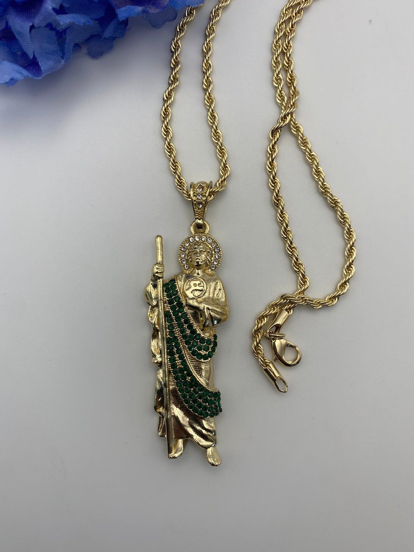 “Charm” Ice Green San Judas Gold Plated