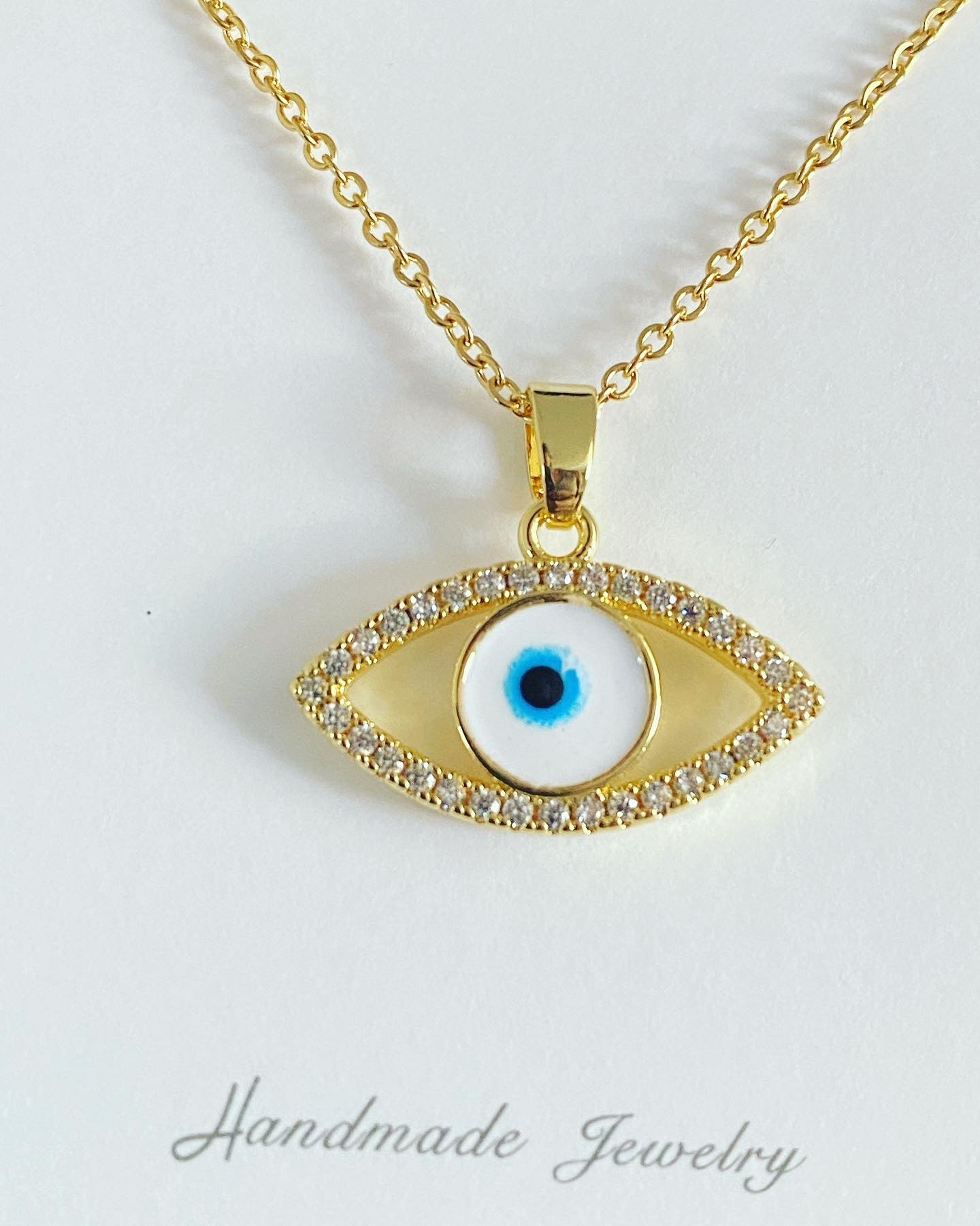 Evil eye Necklace “22 Gold Plated. Cadena de Mal de Ojo . 14k Oro laminado