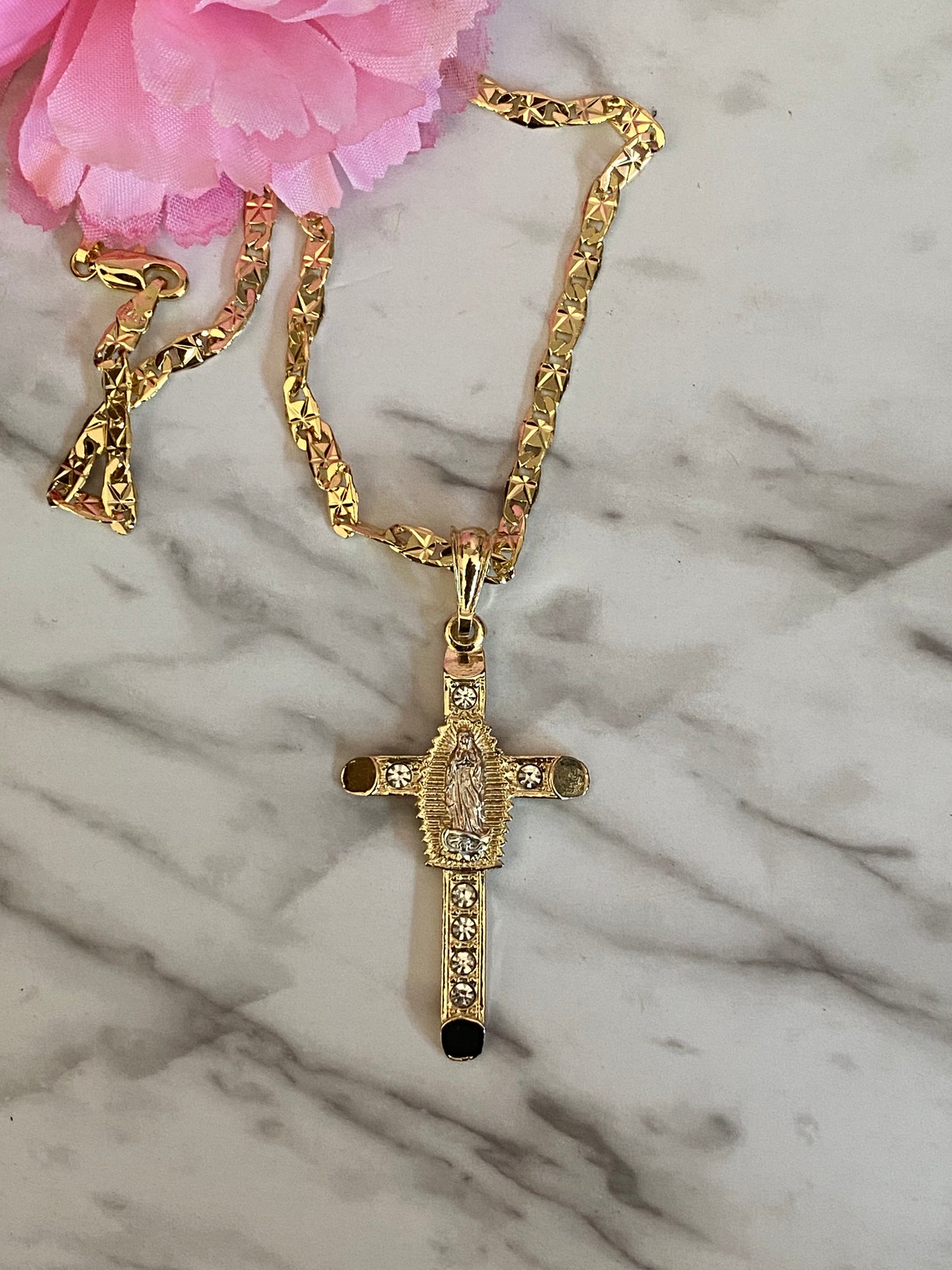 "Friday" Virgin & Cross Necklace Gold Plated