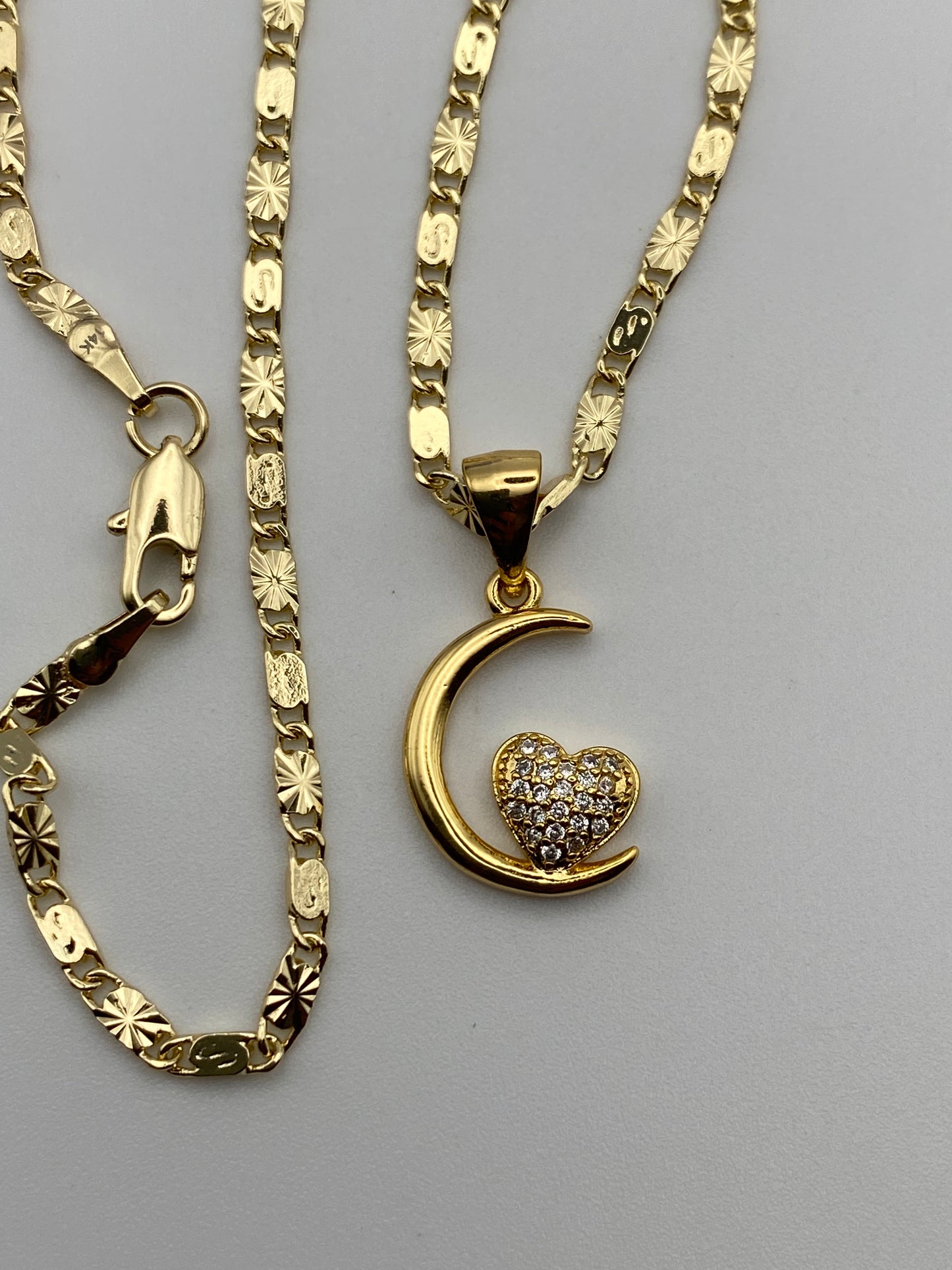 “My half” Heart Moon Necklace -Gold Plated