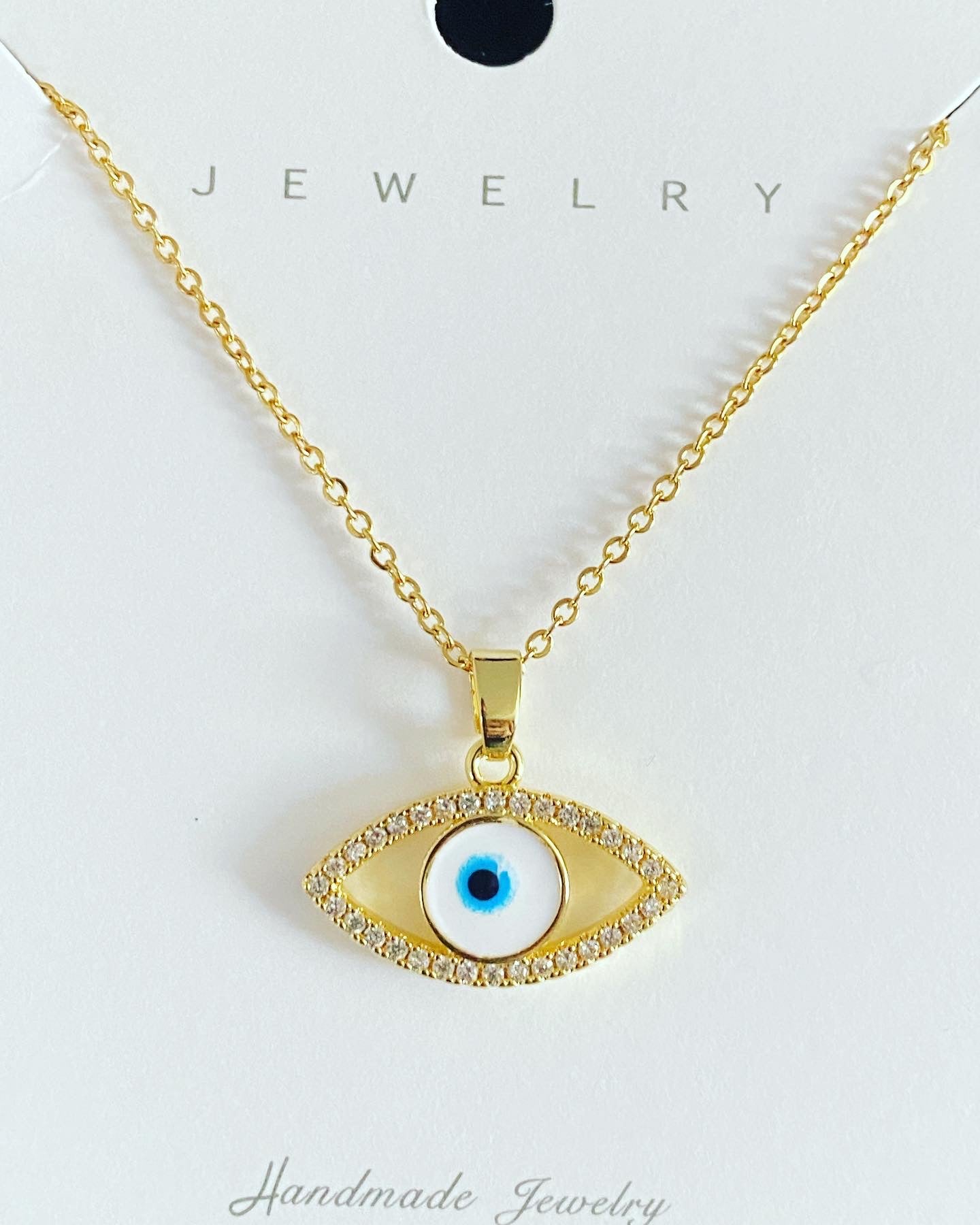 Evil eye Necklace “22 Gold Plated. Cadena de Mal de Ojo . 14k Oro laminado