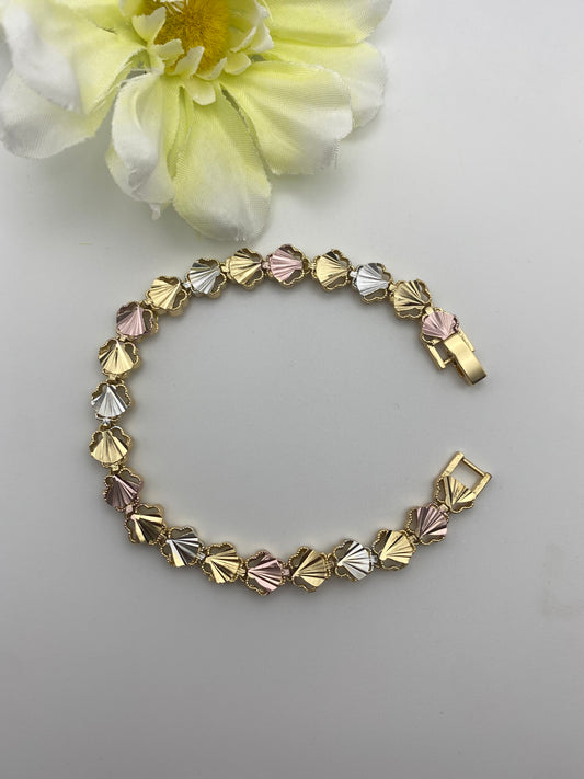 “Shell” Bracelet Tricolor Gold Plated