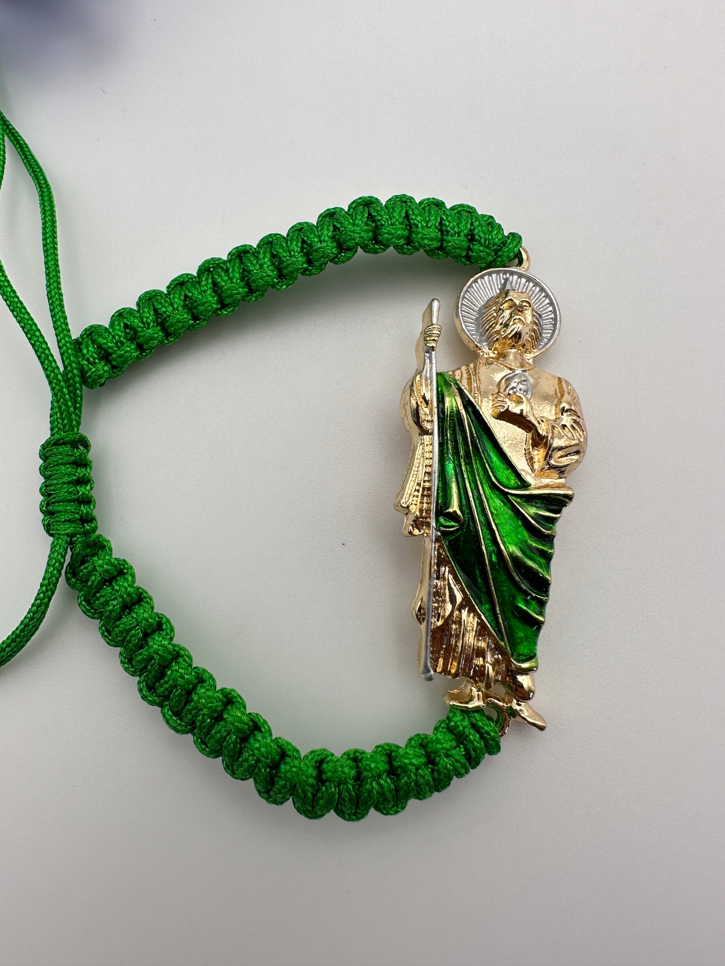 "Much More" Green St Jude Rope Bracelet Ajustable for Him or Her