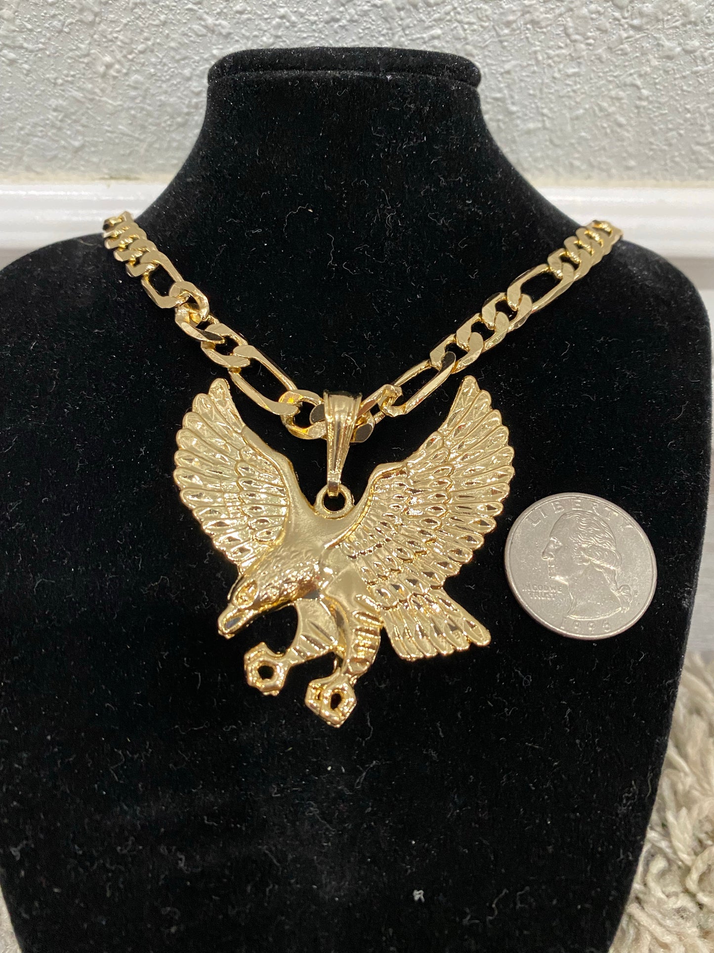 “Eagle” Necklace with Thick Chain. -Gold Plated