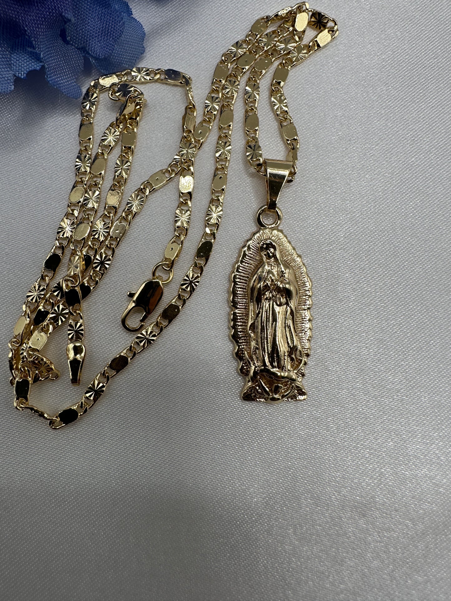 “Camelia” Our Lady Guadalupe Necklace Gold Plated (Virgen Necklace)