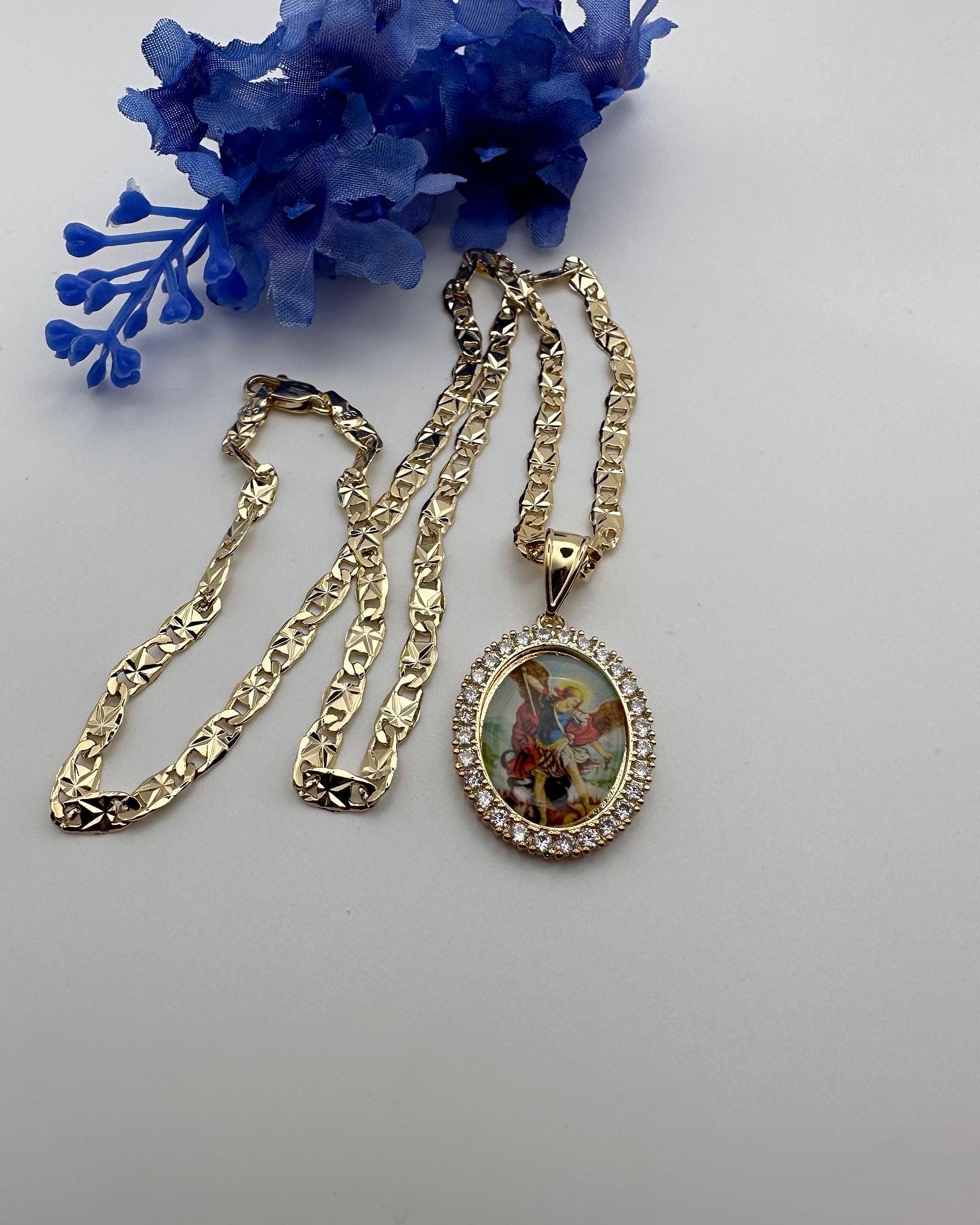 “Archangel” St Michael Archangel Necklace Gold Plated- San Miguel Arcangel. Saint Michael