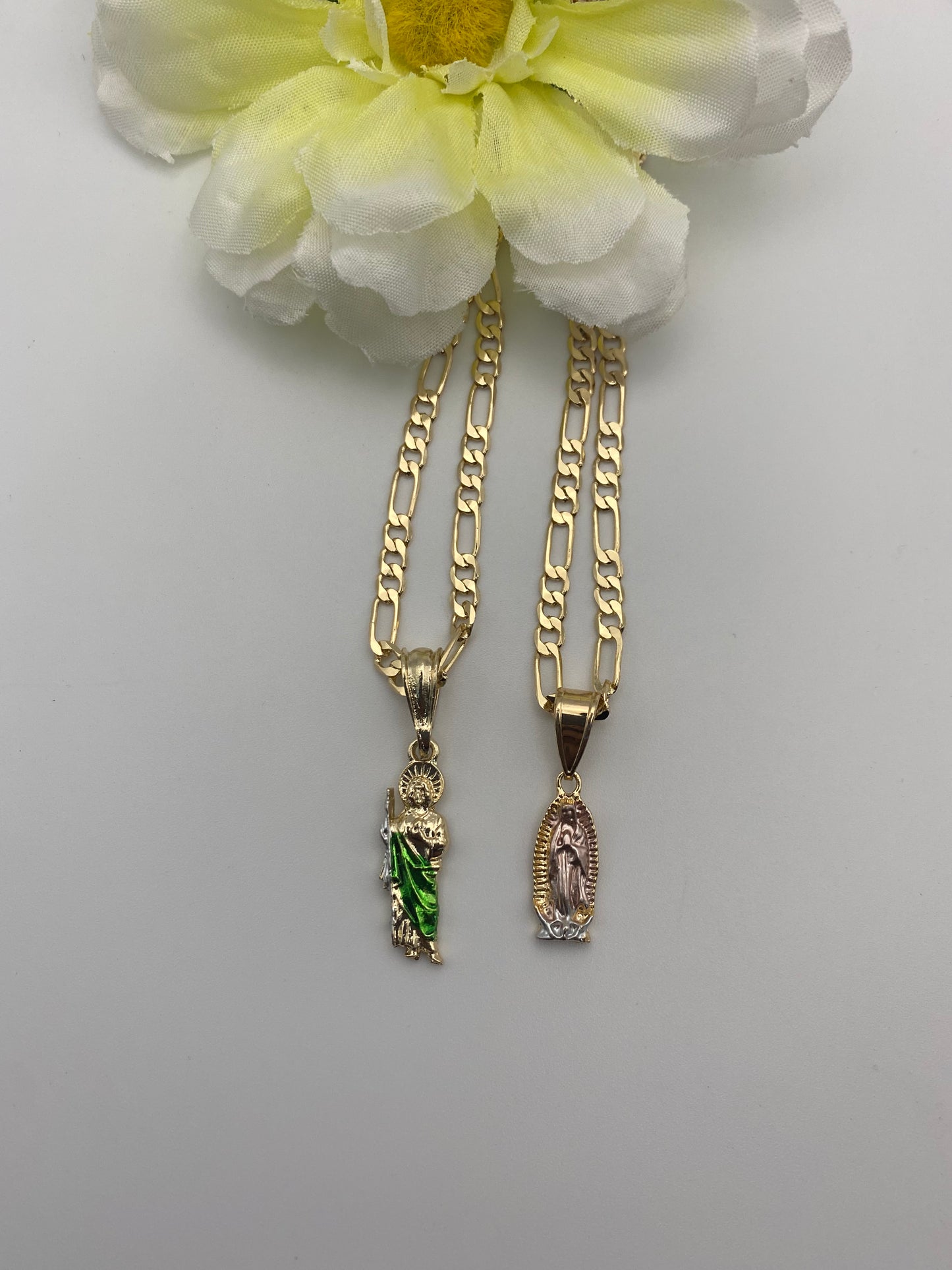 “Family” Small San Judas & Virgen Necklaces Set (2 Necklaces)