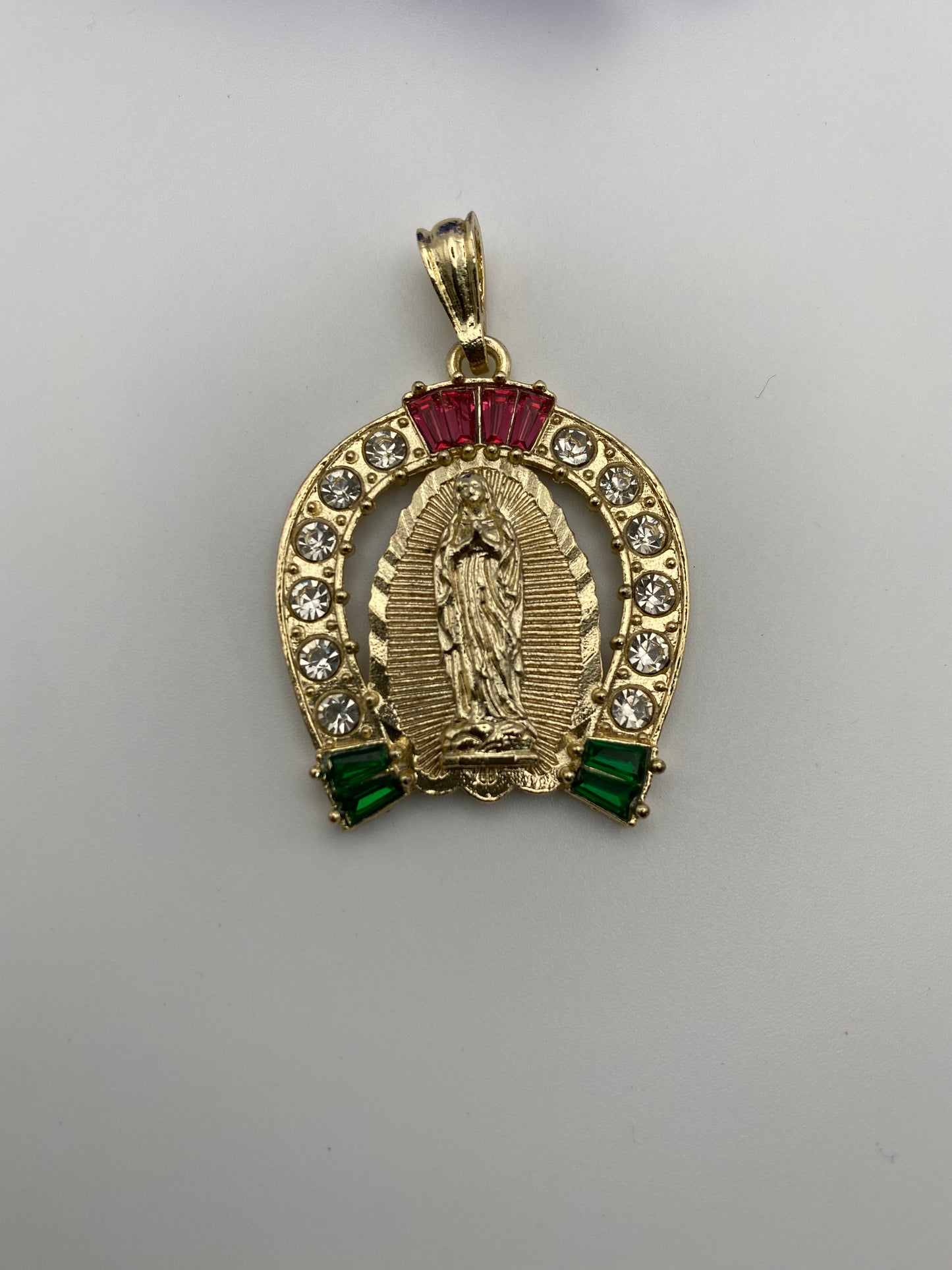 "Stone" Horse Shoe with Virgin Mary 18k Gold Plated