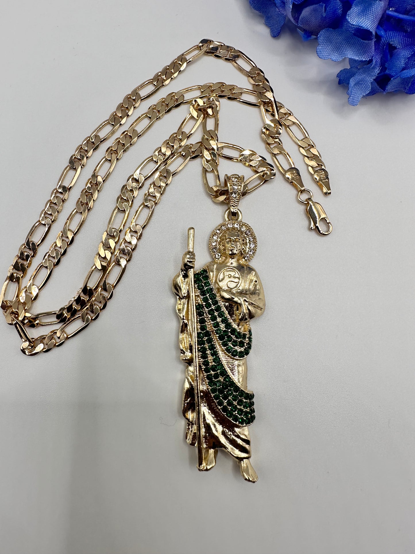 “Charm” Ice Green San Judas Gold Plated