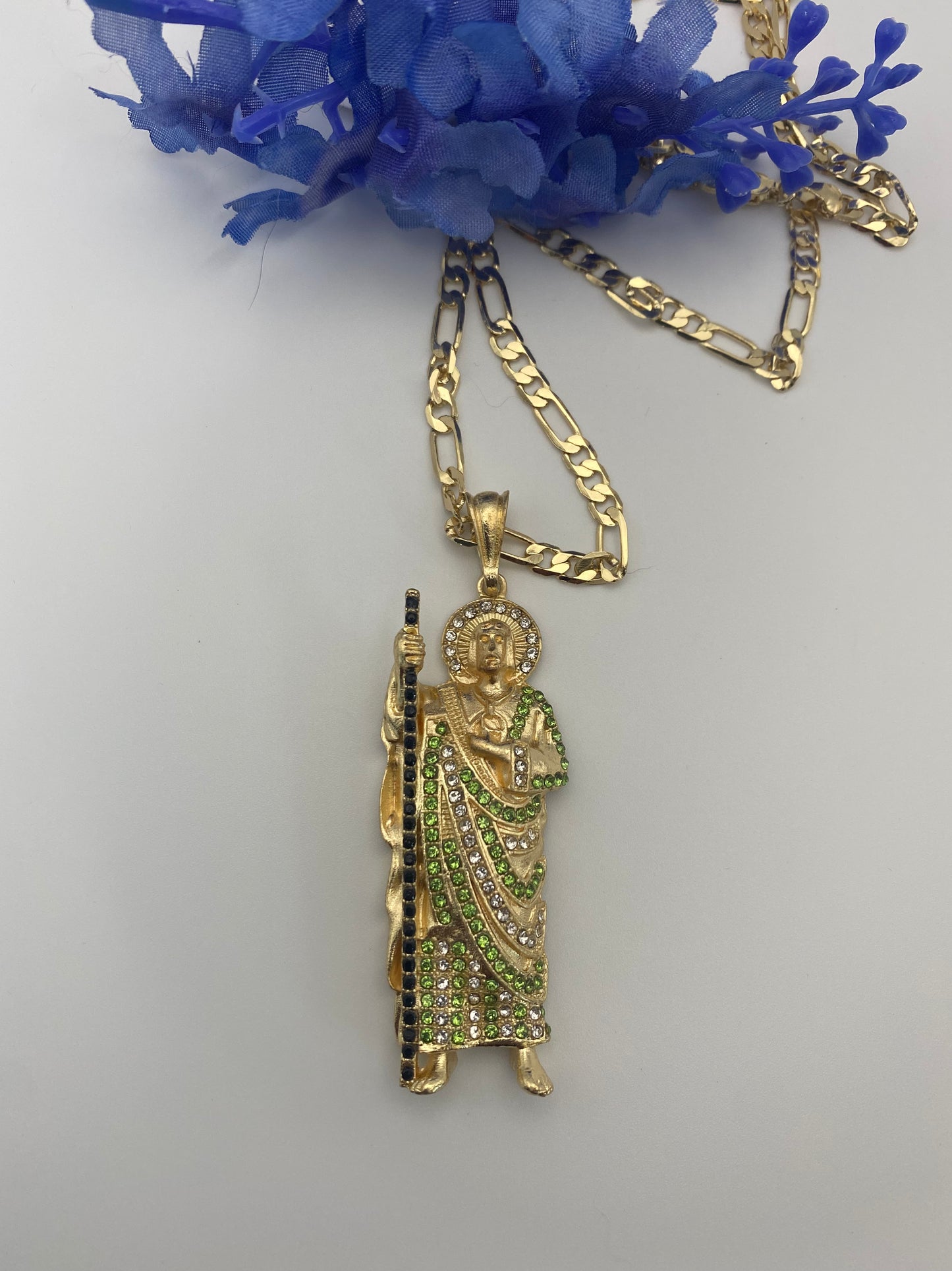 Ice San Judas Light Green Diamonds Gold Plated