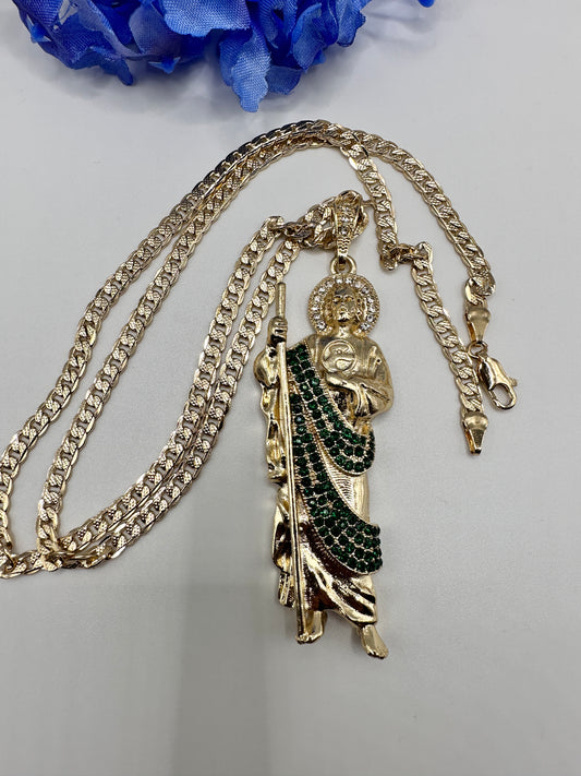 “Charm” Ice Green San Judas Gold Plated