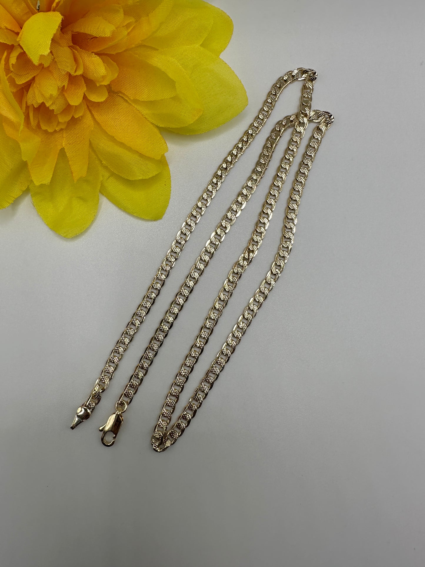 18k Cuban Chain Two Tone Pave 4mm Gold Plated