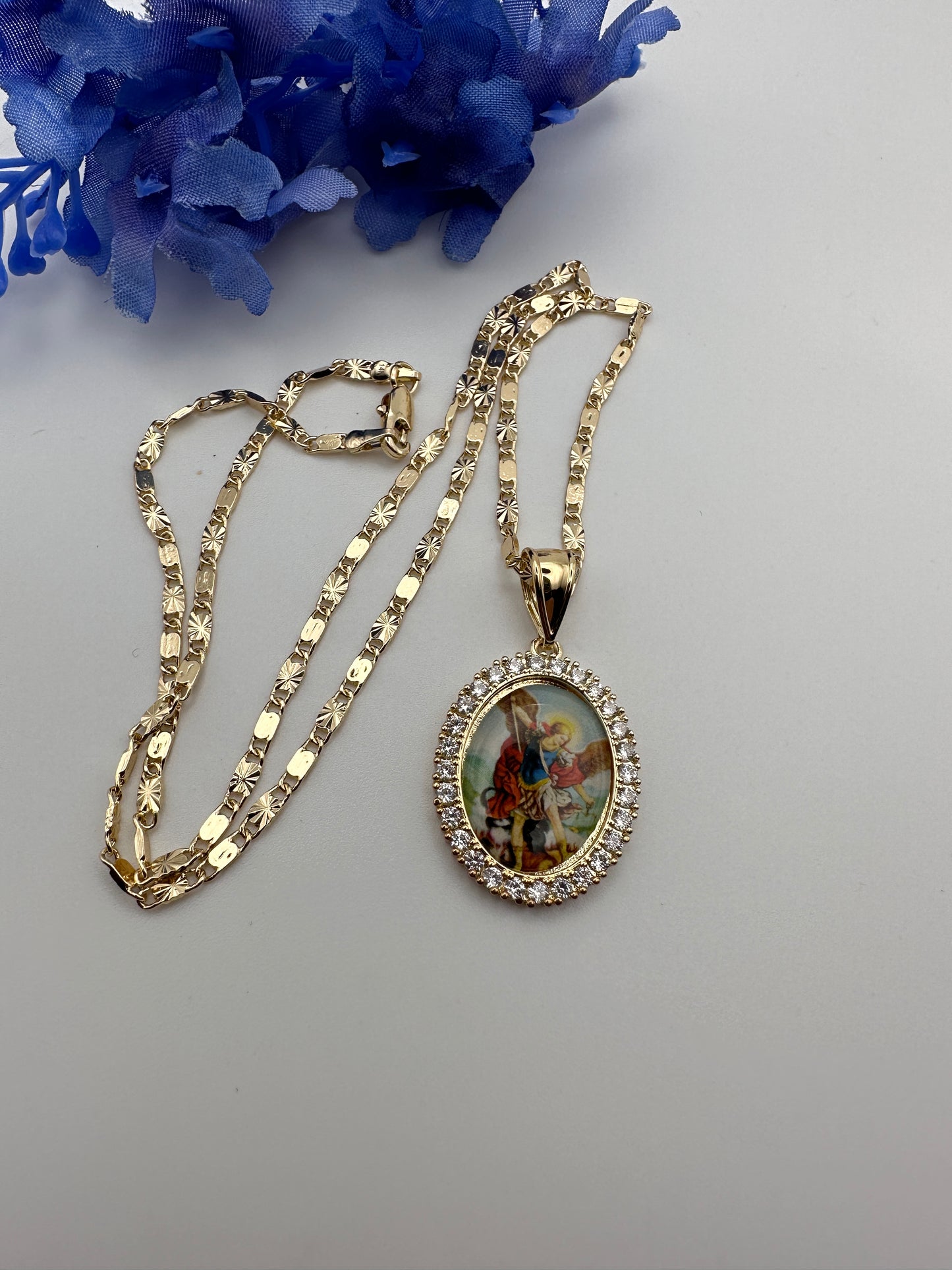 “Archangel” St Michael Archangel Necklace Gold Plated- San Miguel Arcangel. Saint Michael