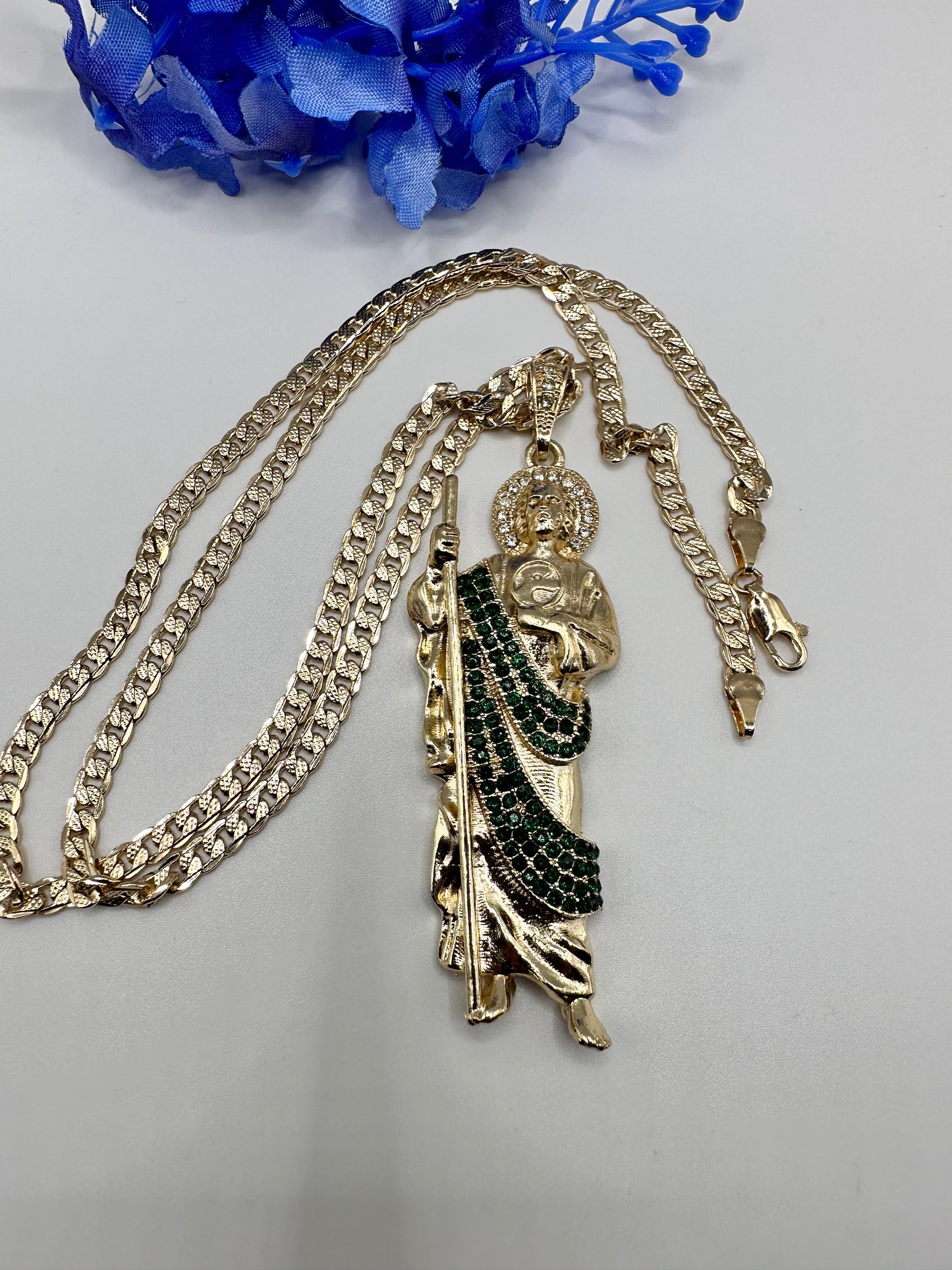 “Charm” Ice Green San Judas Gold Plated