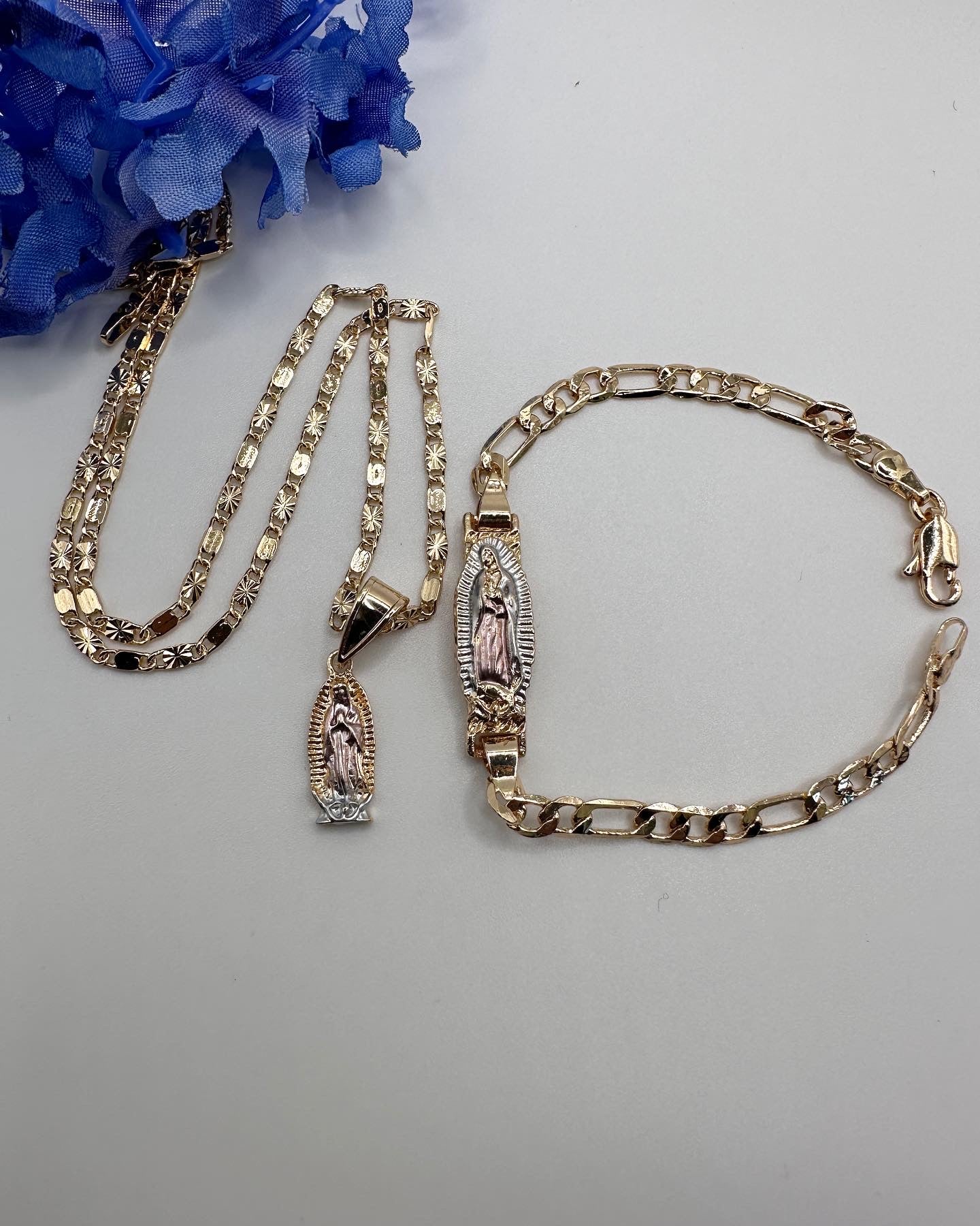 “Baby Girl” Virgin Necklace & Bracelet Set Gold Plated