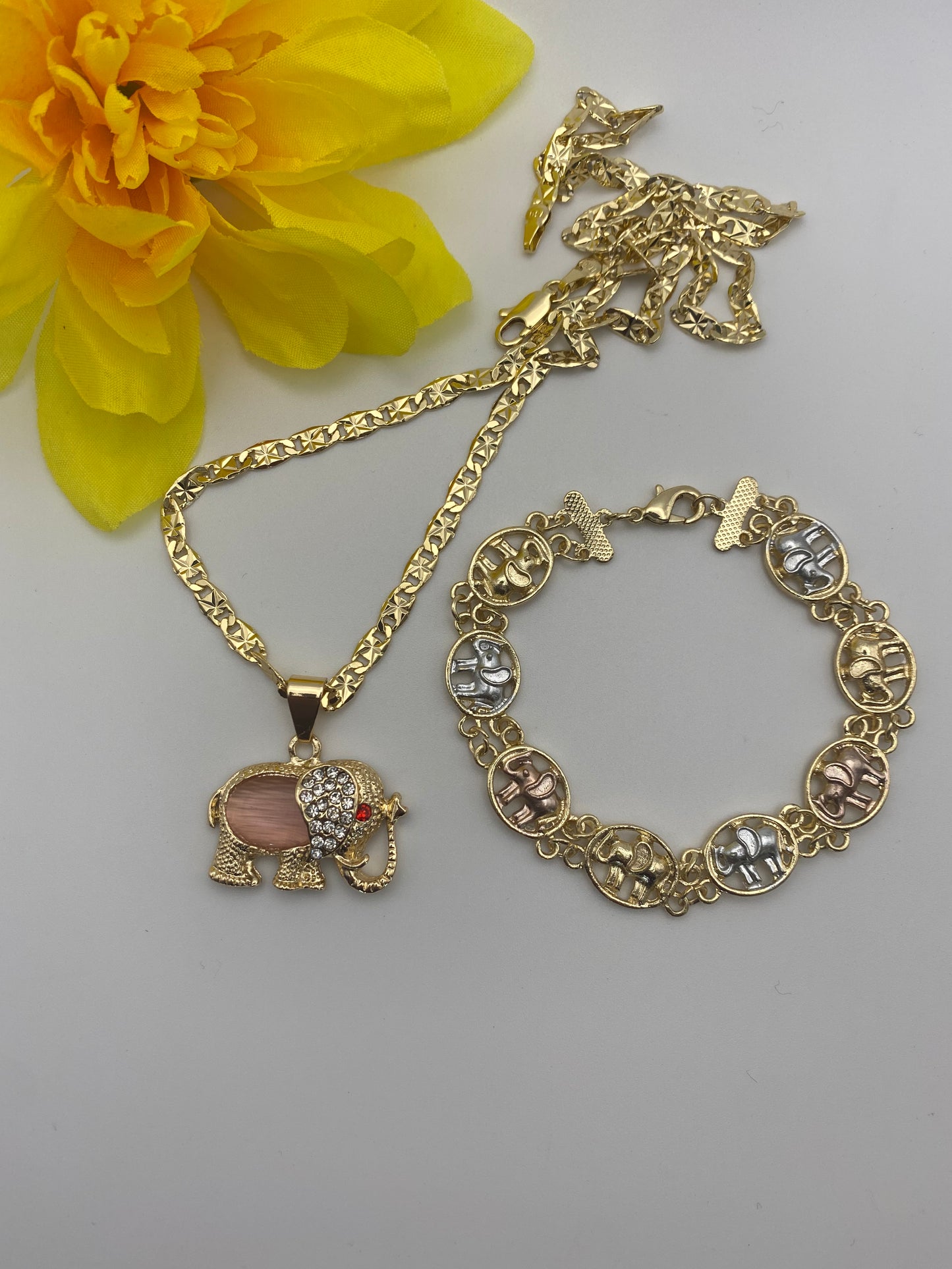 Elephant Necklace & Bracelet Set