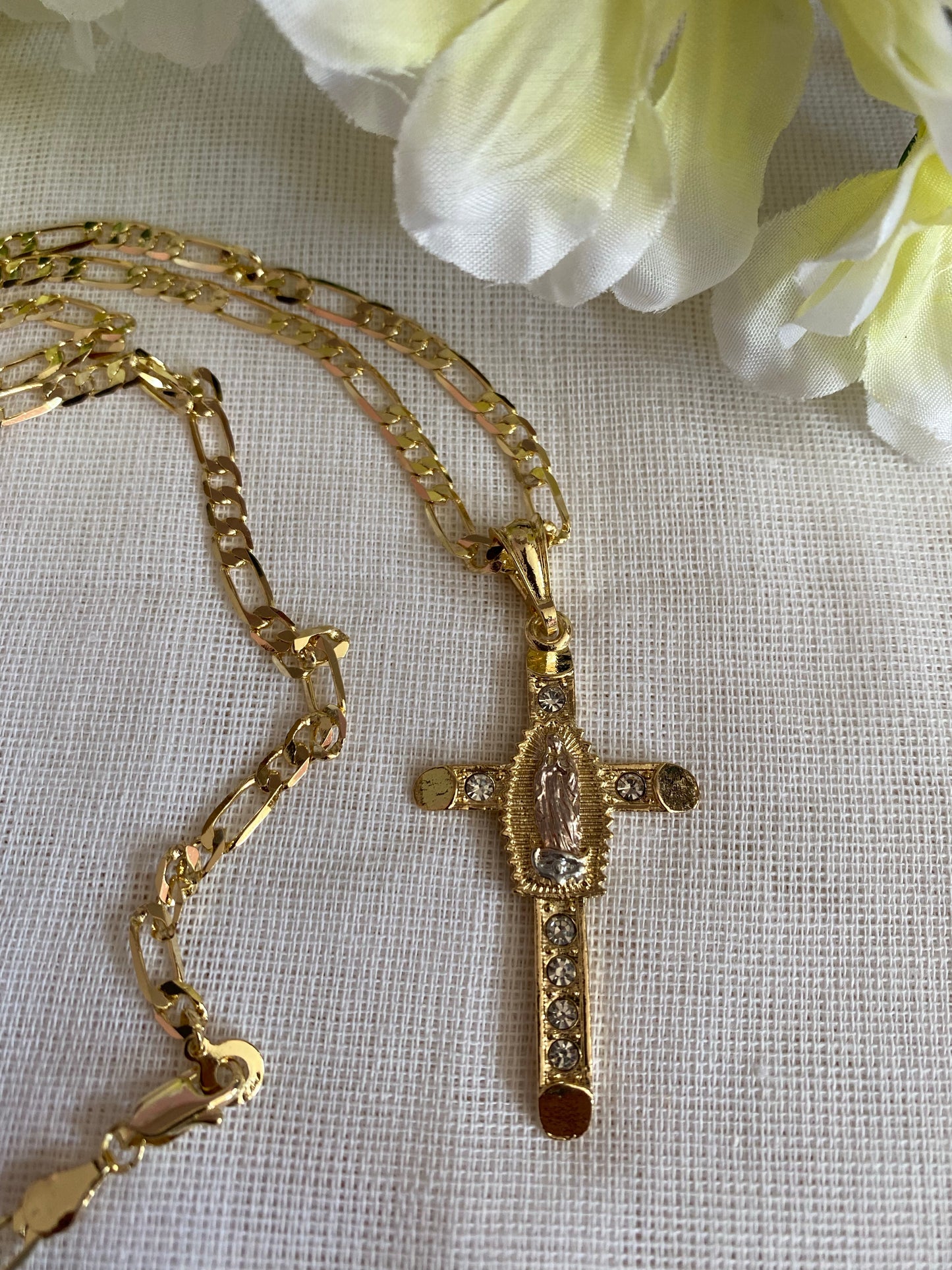 "Friday" Virgin & Cross Necklace Gold Plated