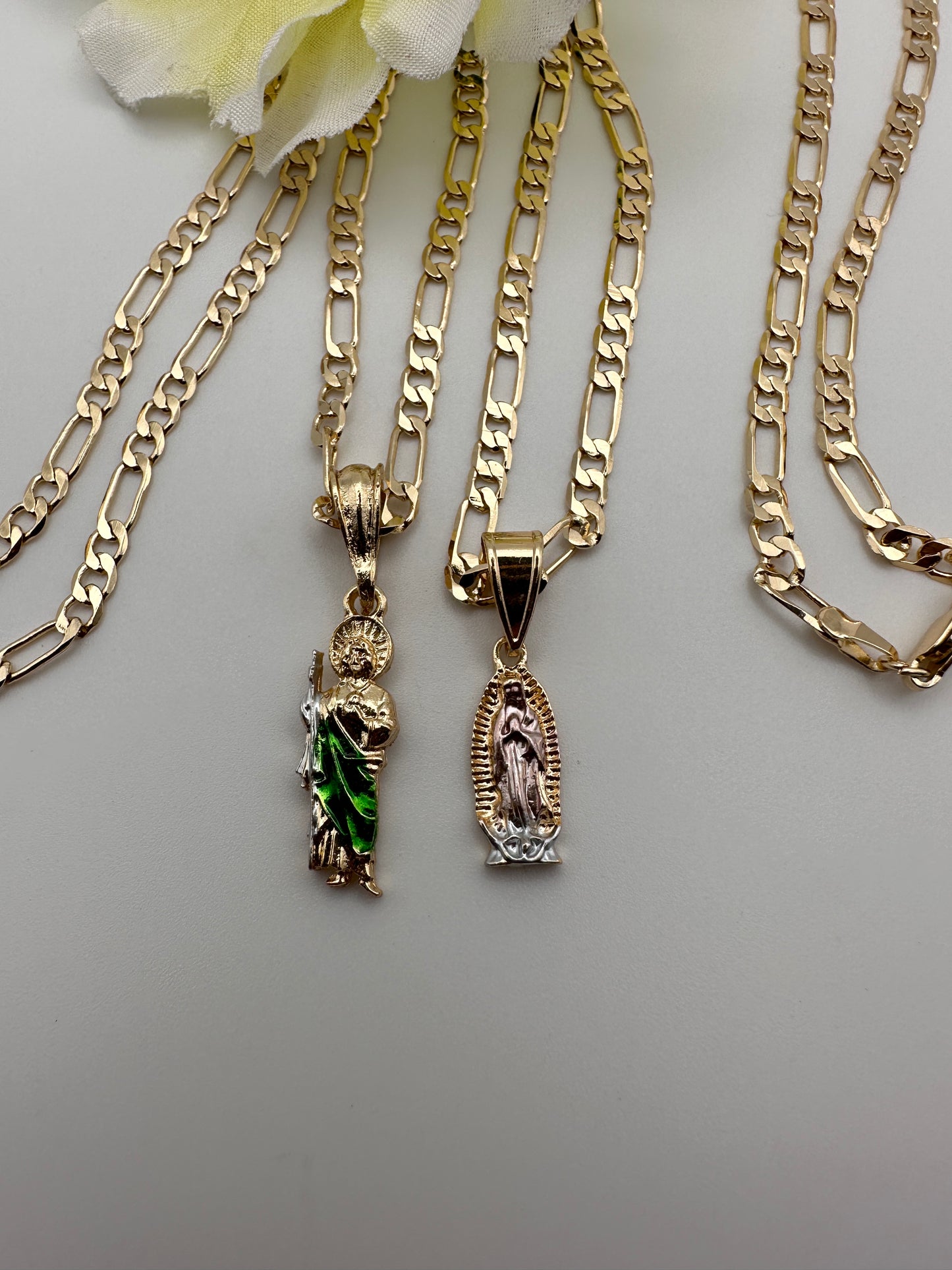 “Family” Small San Judas & Virgen Necklaces Set (2 Necklaces)