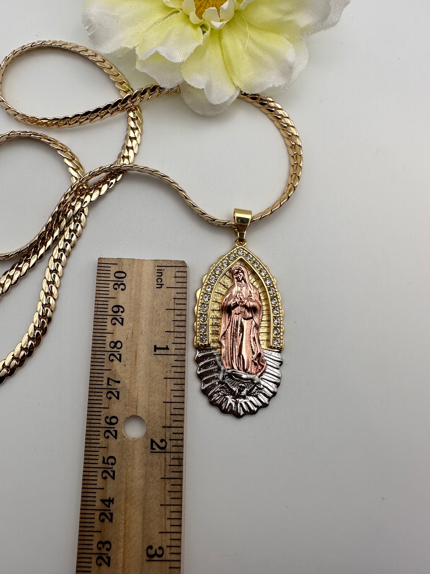 “Mia” Virgin (Virgen) Necklace Tricolor Gold Plated 18k