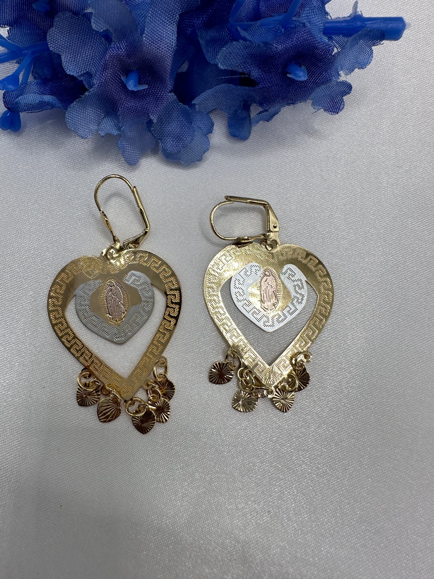 “Perla” Heart Virgin Earrings Tricolor (Virgen)