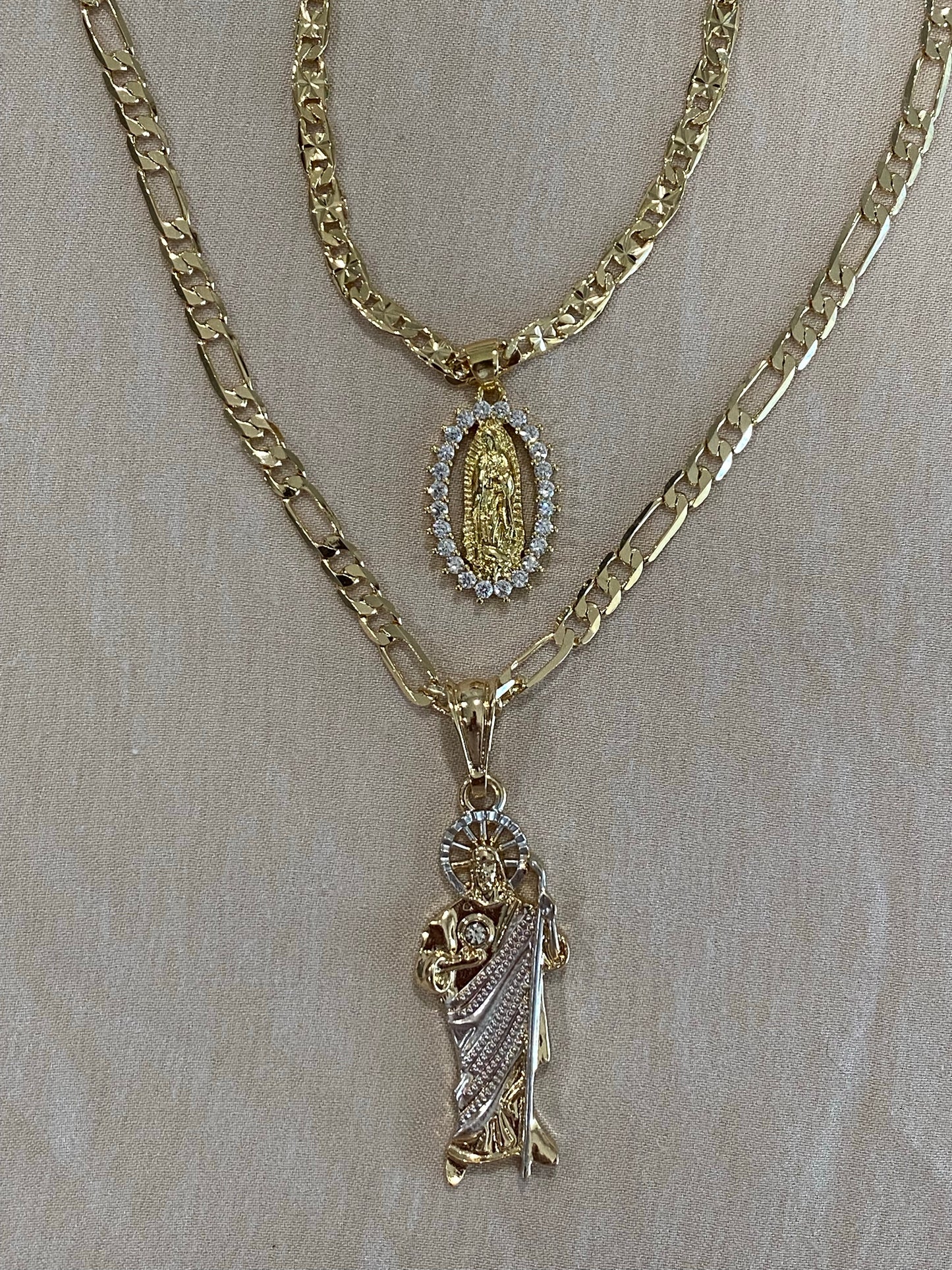 14k Virgin & St Jude Necklaces Combo -Gold Plated Beautiful Necklaces