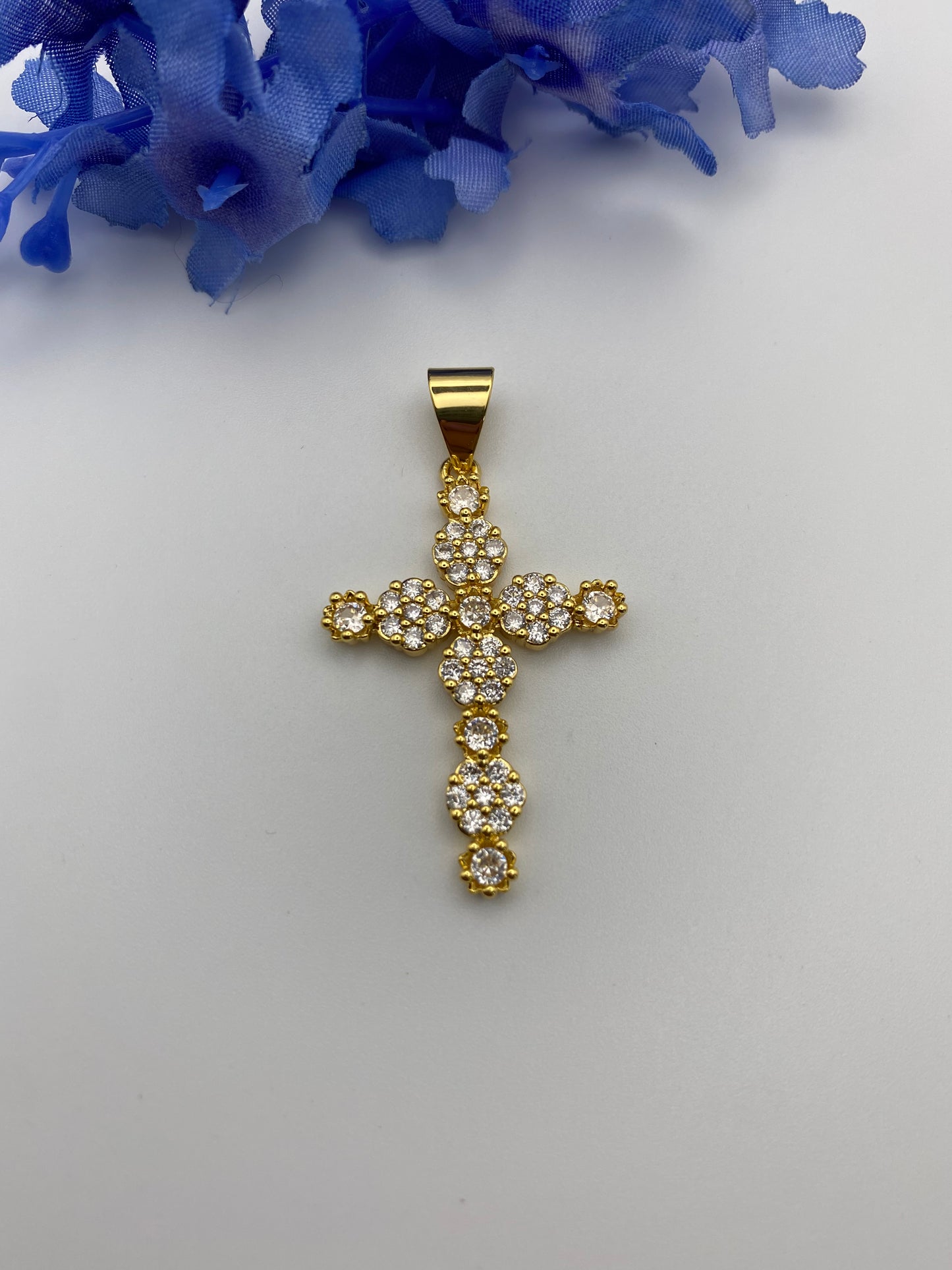 “Jade” Cross Diamond Necklace 18k Gold Plated