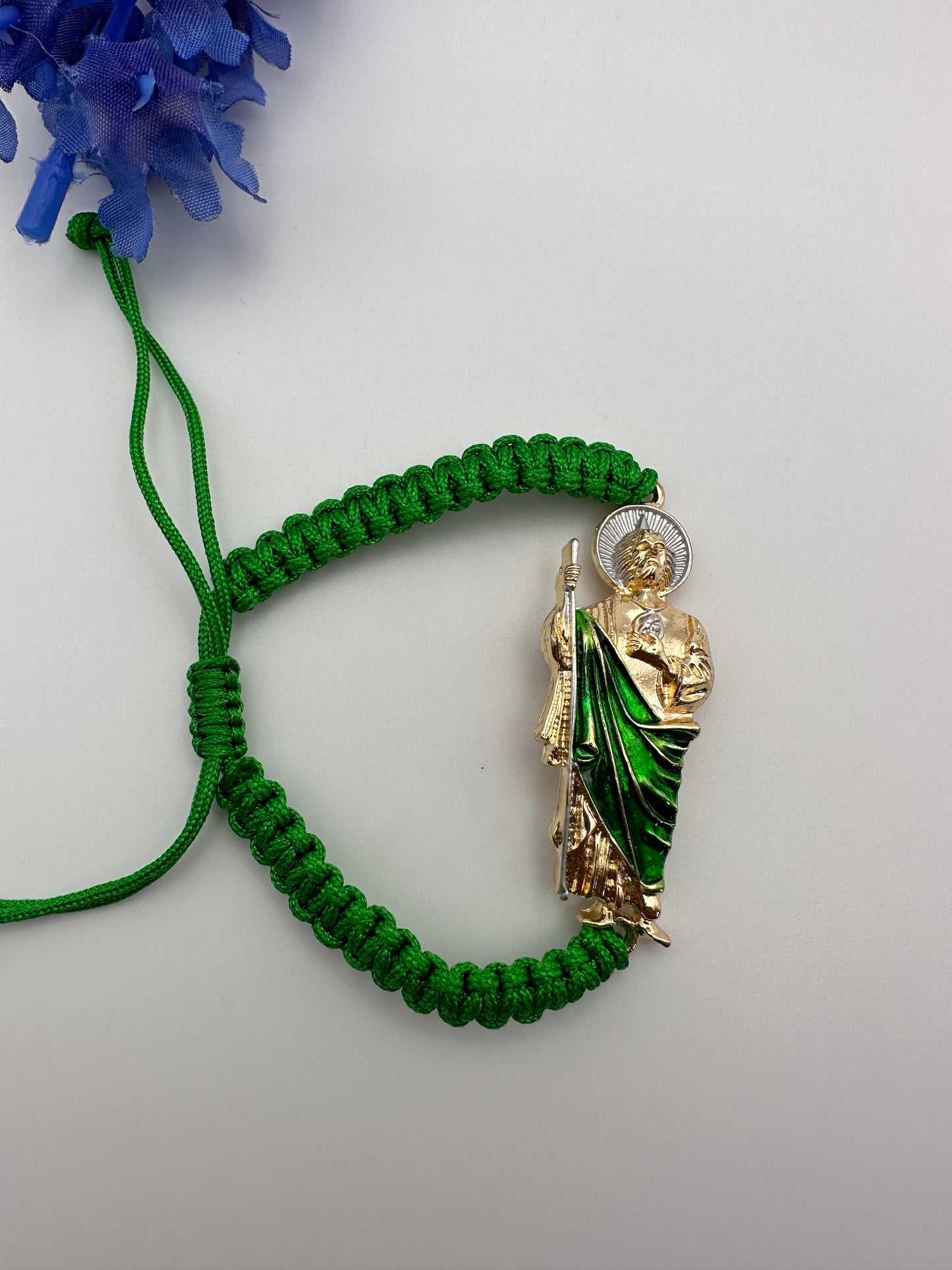 "Much More" Green St Jude Rope Bracelet Ajustable for Him or Her