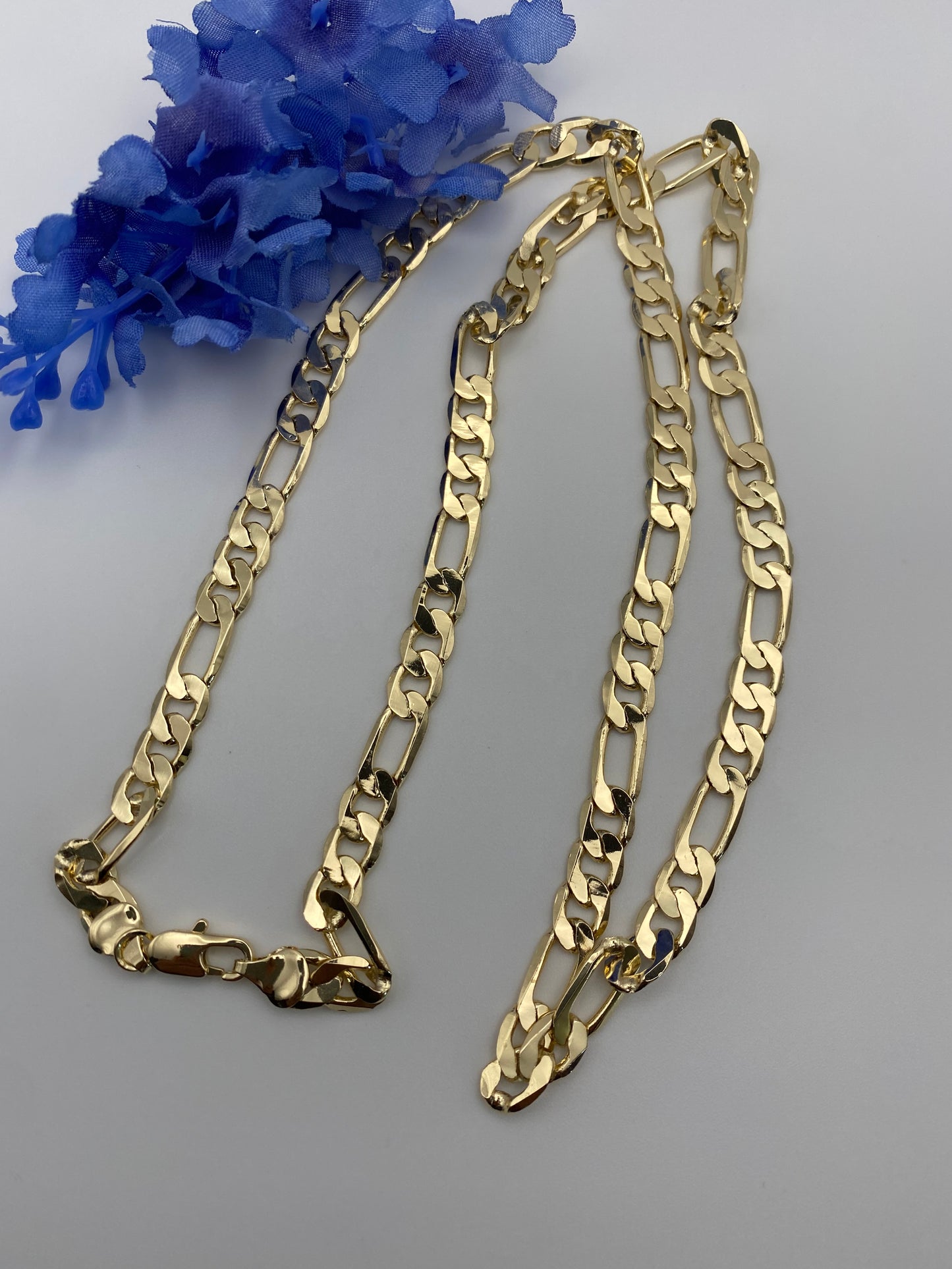 14k Figaro Chain thick 24”Gold Plated