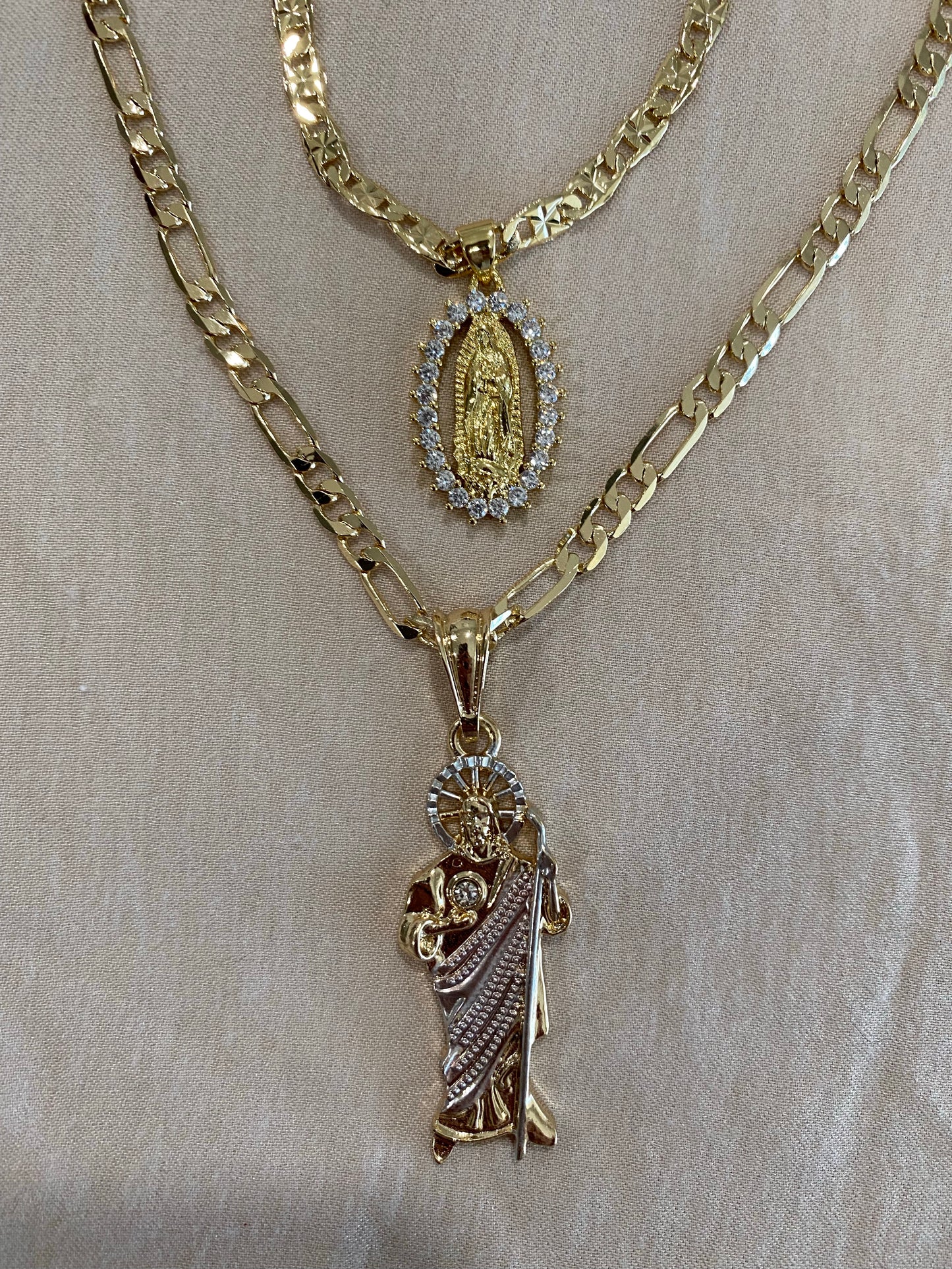 14k Virgin & St Jude Necklaces Combo -Gold Plated Beautiful Necklaces