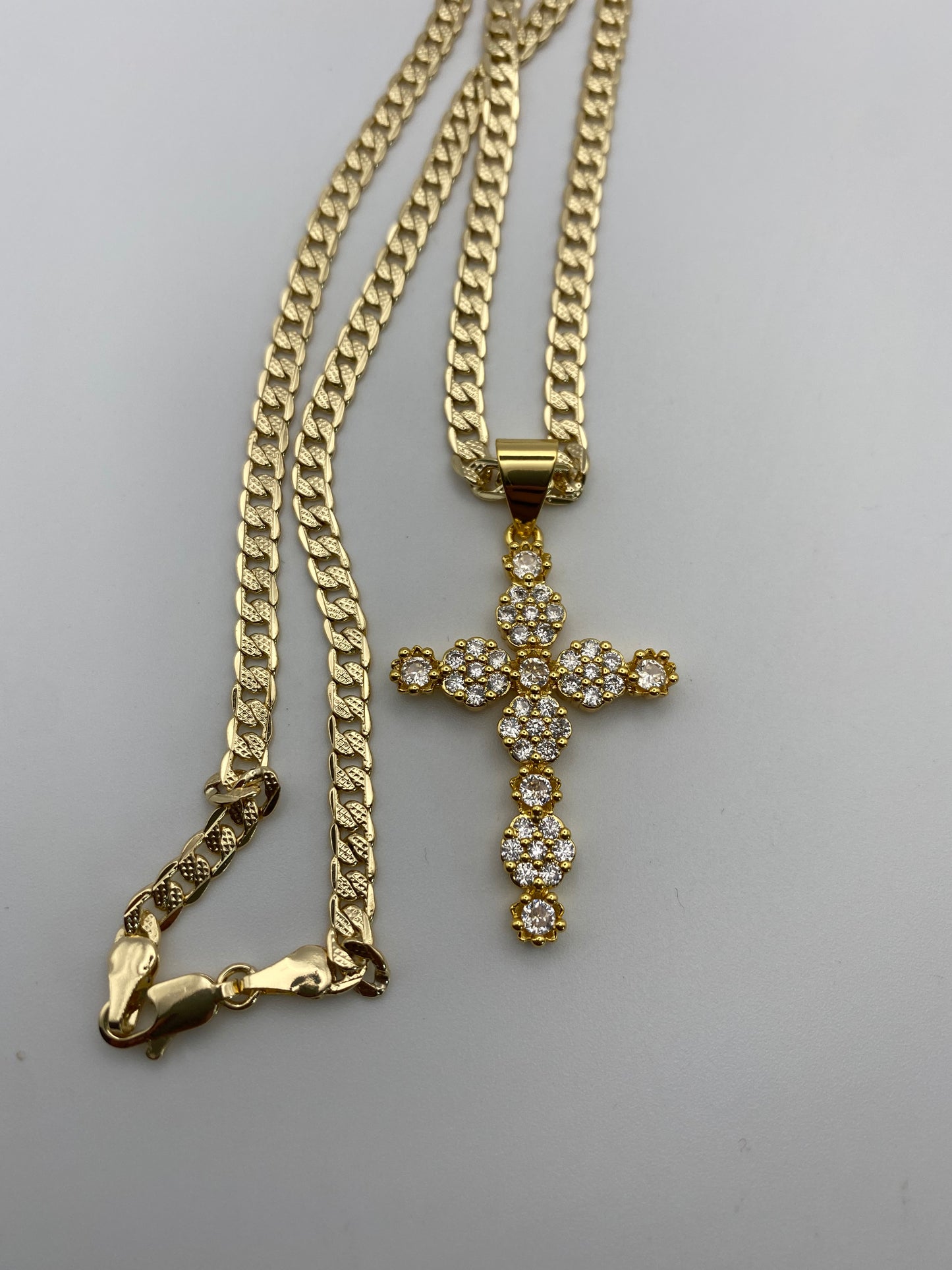 “Jade” Cross Diamond Necklace 18k Gold Plated