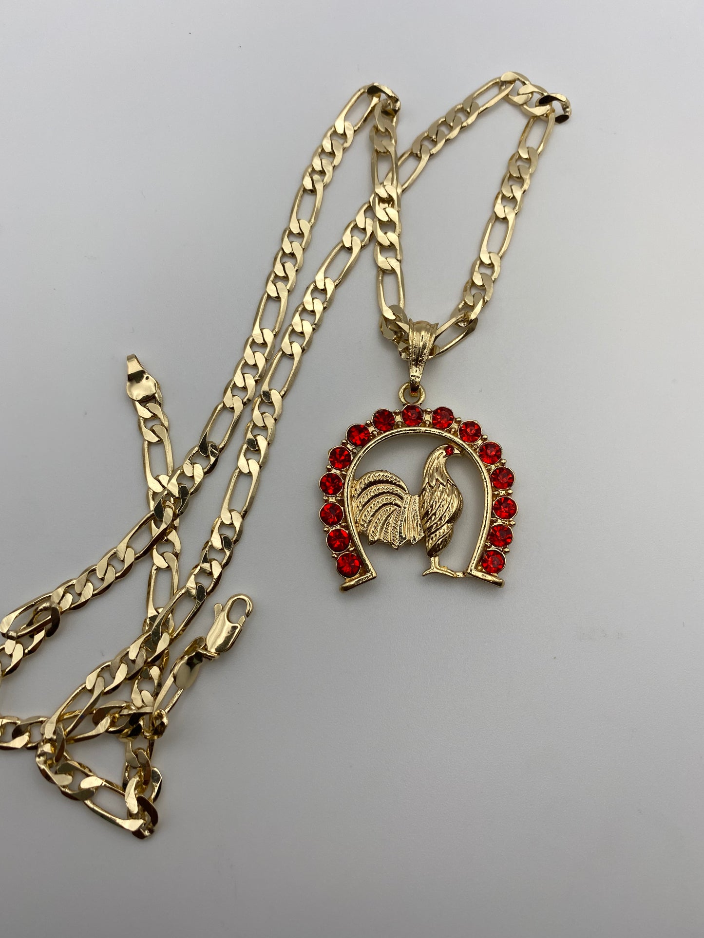 Gallo (Rooster) Necklace with a Red Stones