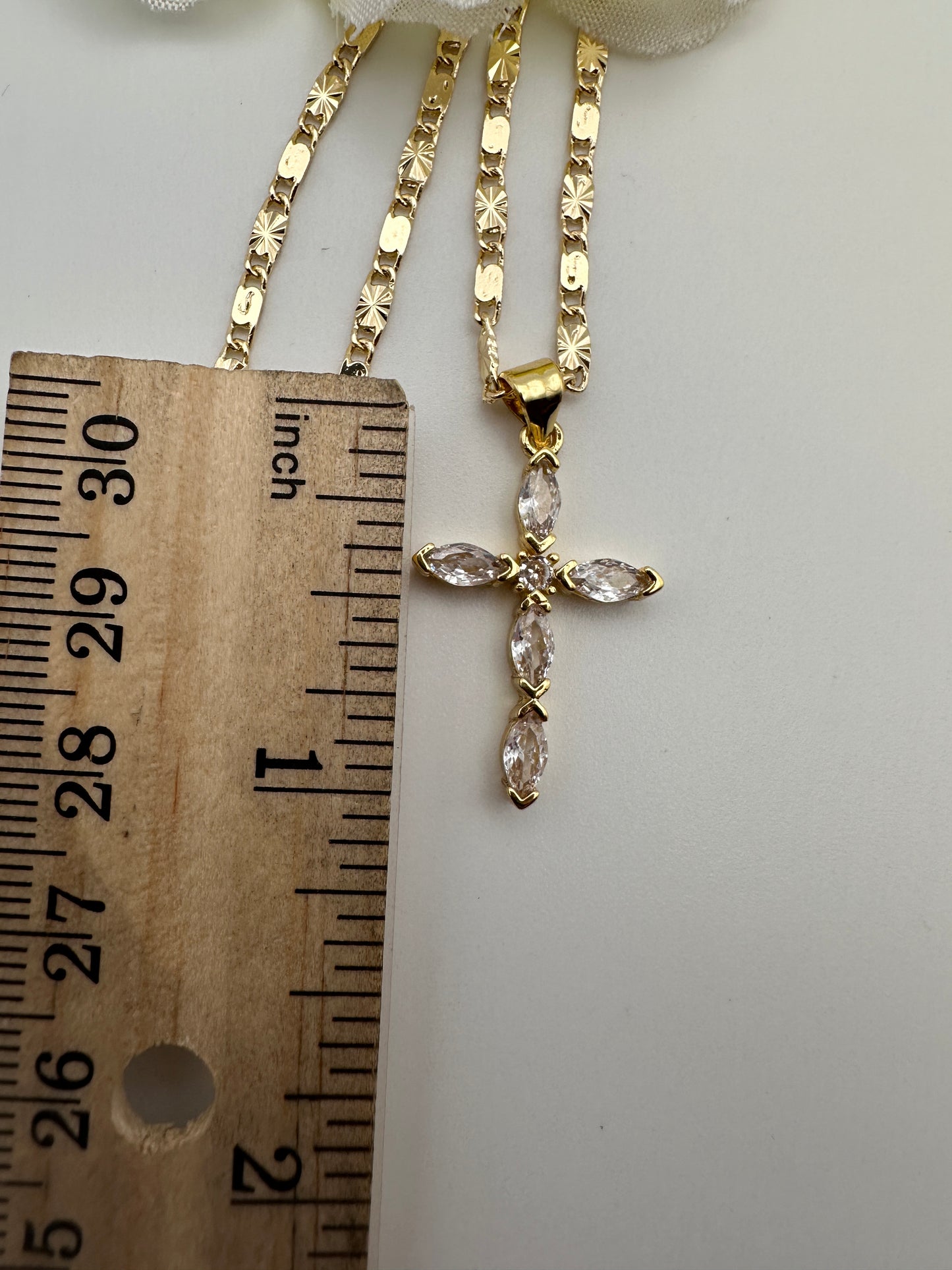 “Diamond”Cross Necklace Gold Plated